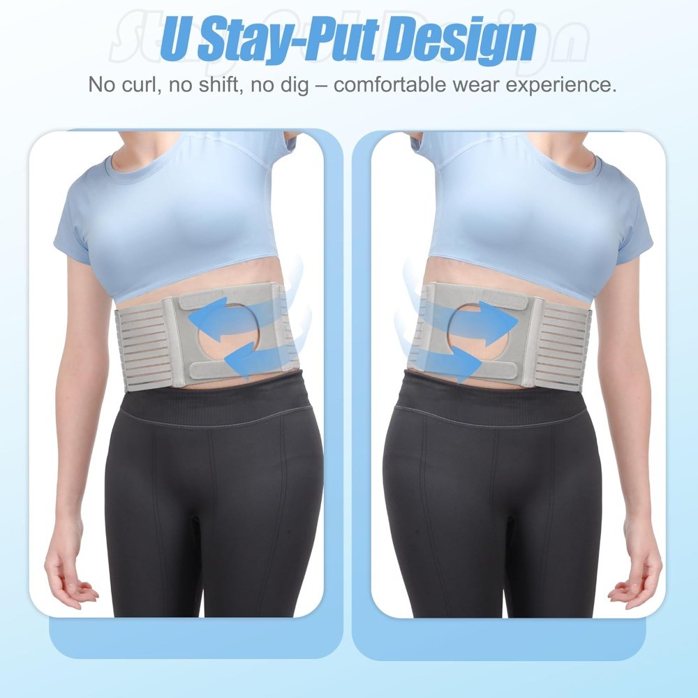 Breathable U-Shaped Parastomal Hernia Belt Adjustable Ostomy Support Belt Unisex