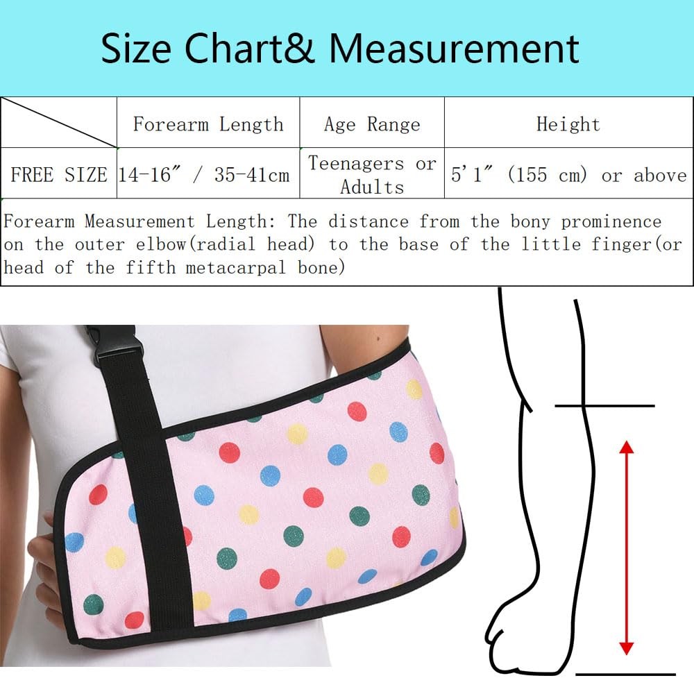 Pink Dot Print Arm Sling Broken Arm Torn Rotator Cuff Shoulder Support Brace