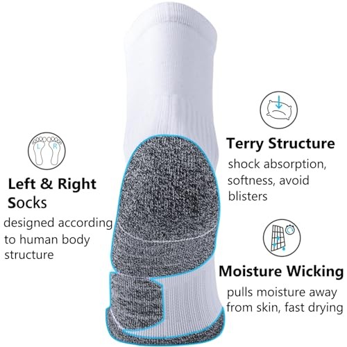 Compression Athletic Quarter Socks Cushioned for Men Women Small 4-pairs White