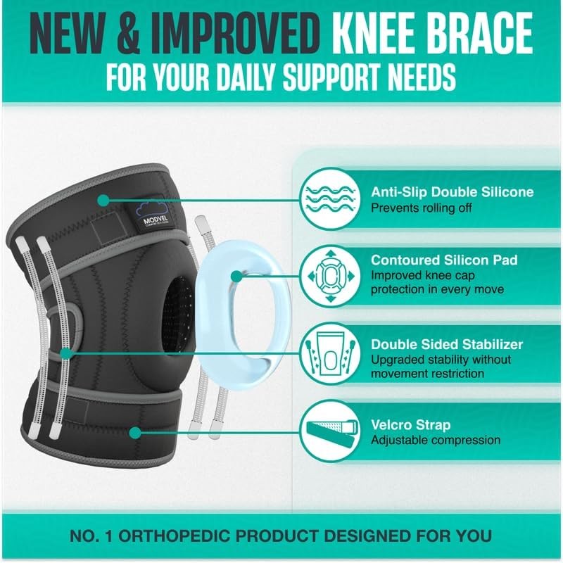 Modvel ELITE Knee Brace for Men and Women – Patella Gel Pads and Side Stabili…