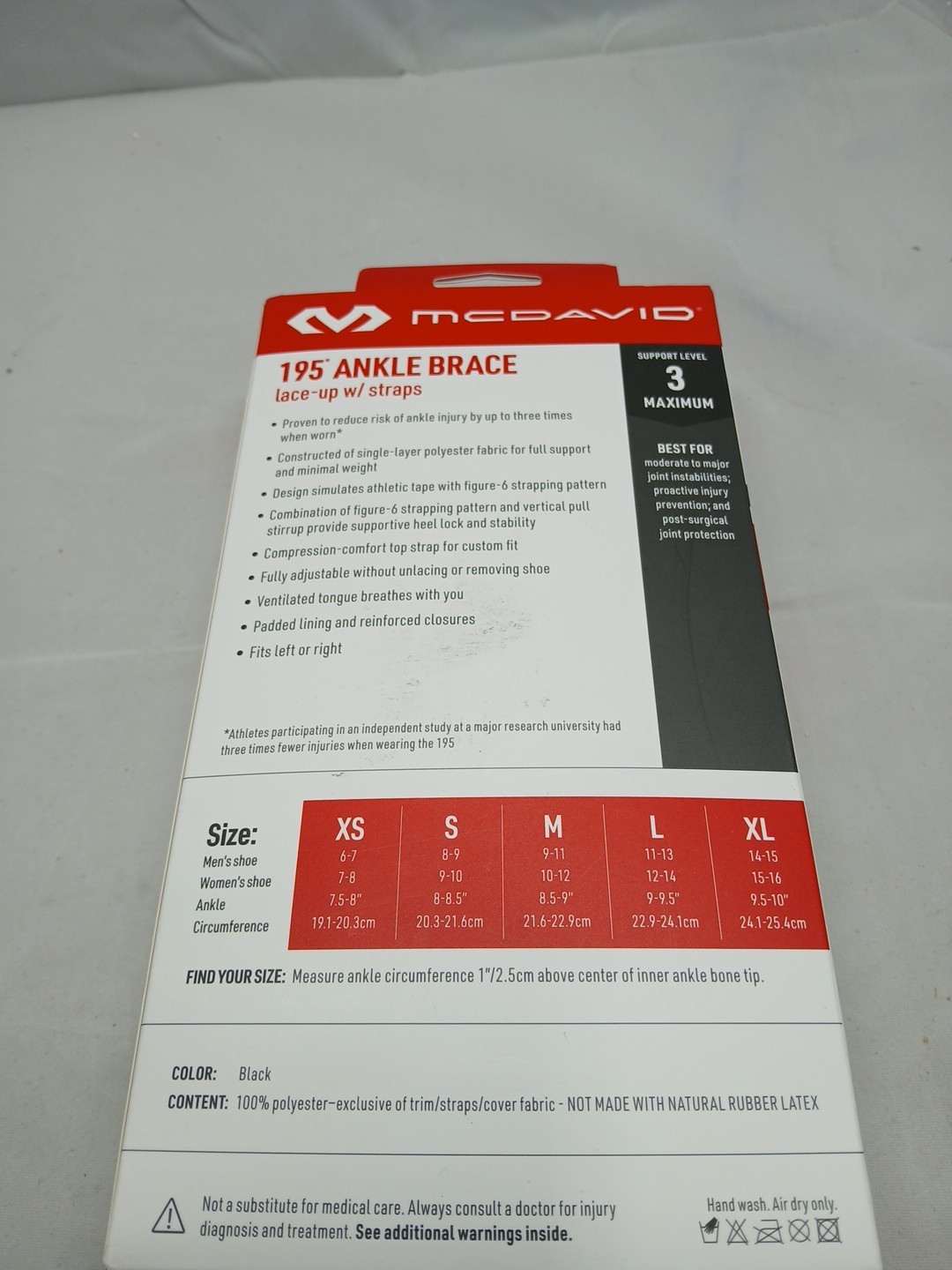 McDavid 195 ankle brace lace-up W/straps level 3 large 9–9.5 New