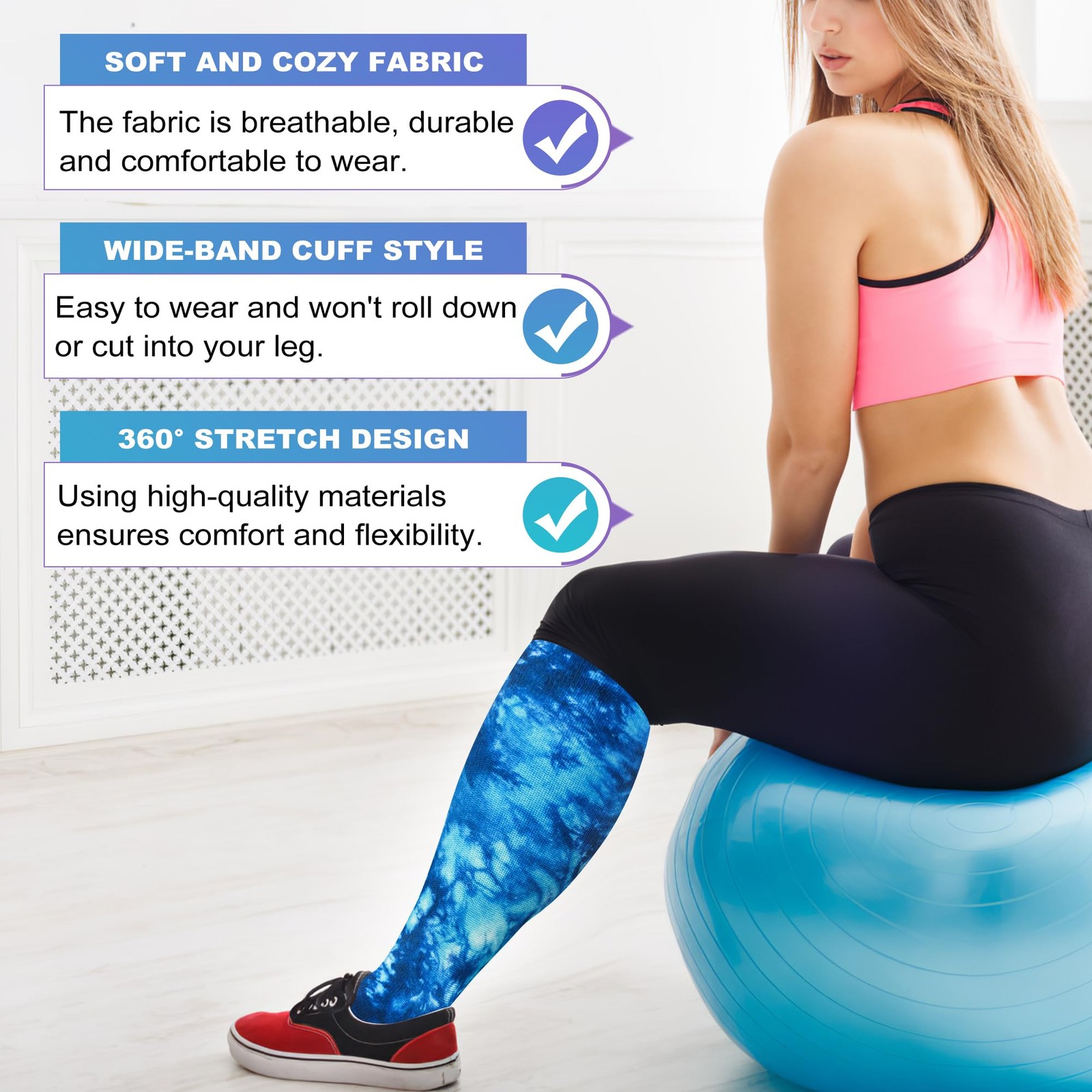 Plus Size Compression Socks Wide Calf Extra Large 15-20 mmHg Knee High