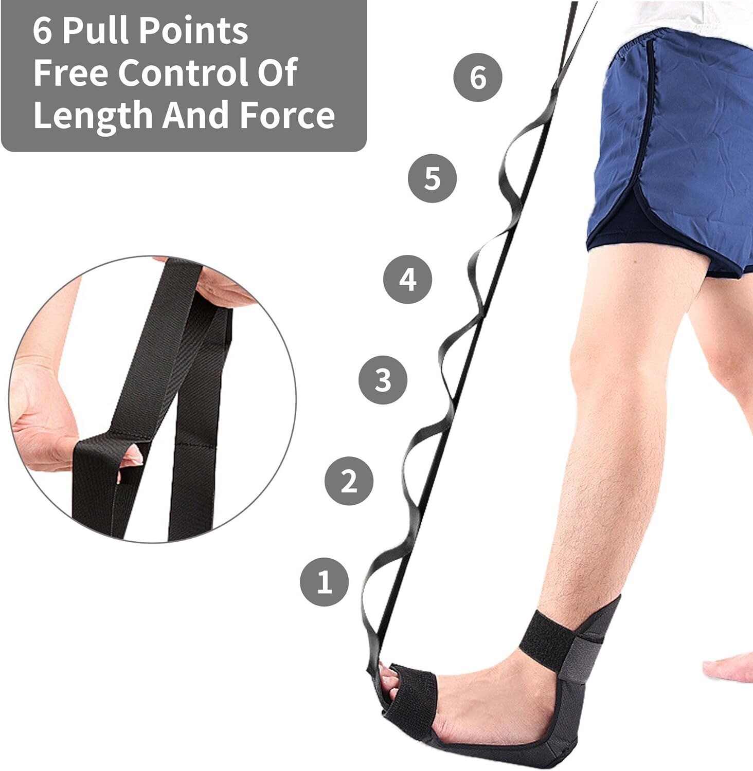 Yoga Stretch Strap Improves Strength and Relief to Heel Spurs, Calf, Thigh &Hip