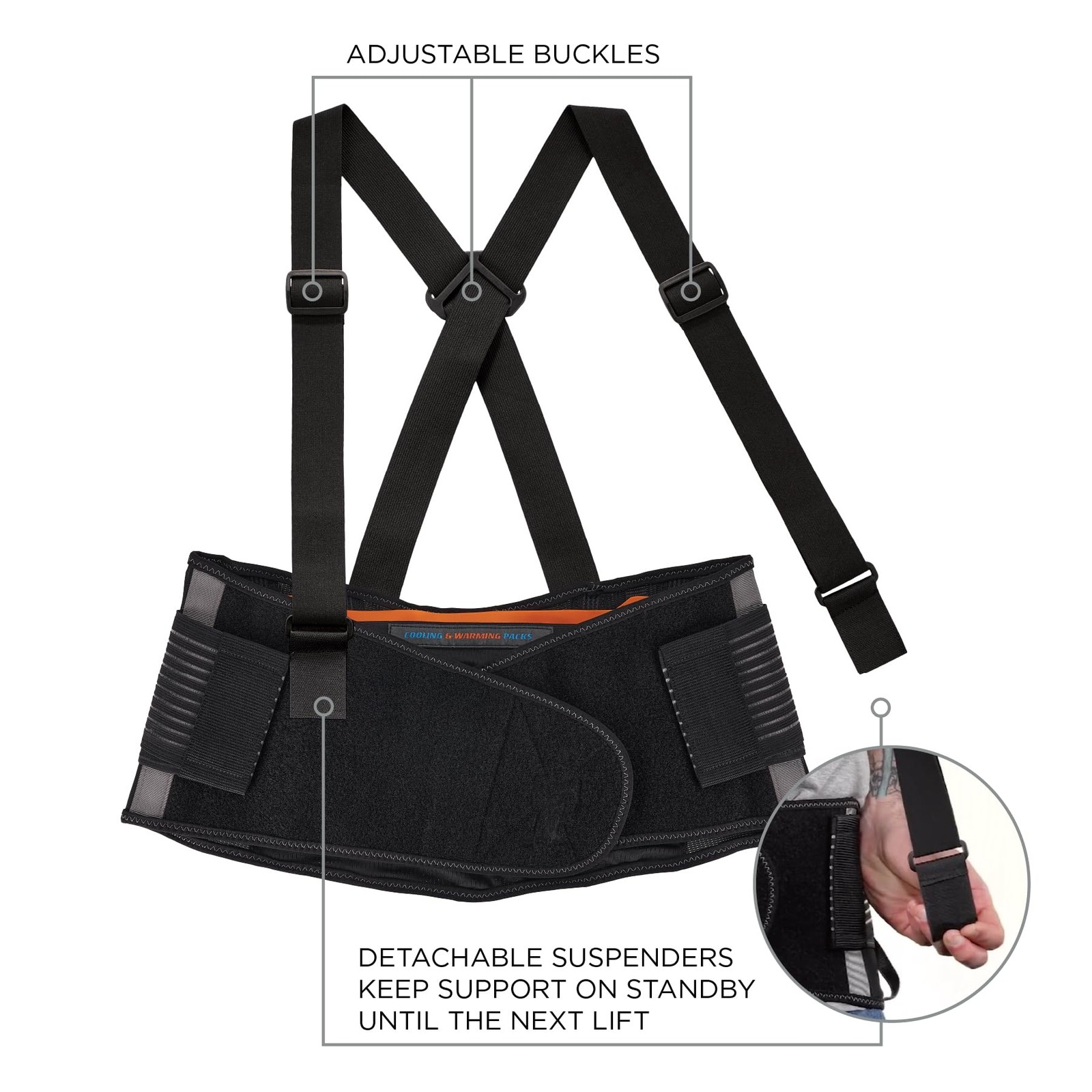 Proflex 1675 Back Support Brace Belt with Warming and Cooling Pack Support