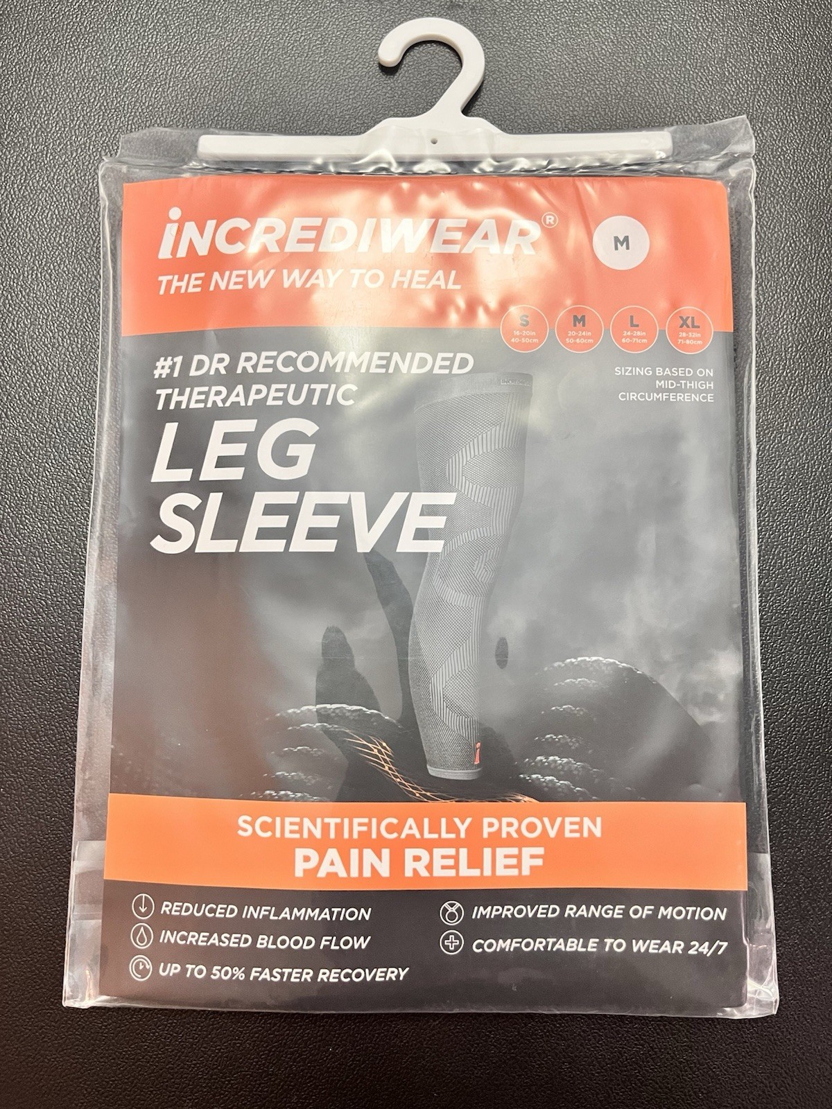 Incrediwear Leg Sleeve Med Charcoal Compression Sleeve – New