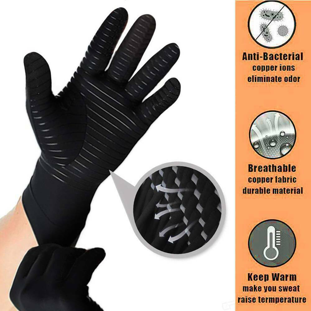 3Pairs Full Finger Copper compression Gloves Anti Arthritis Wrist Support Glove
