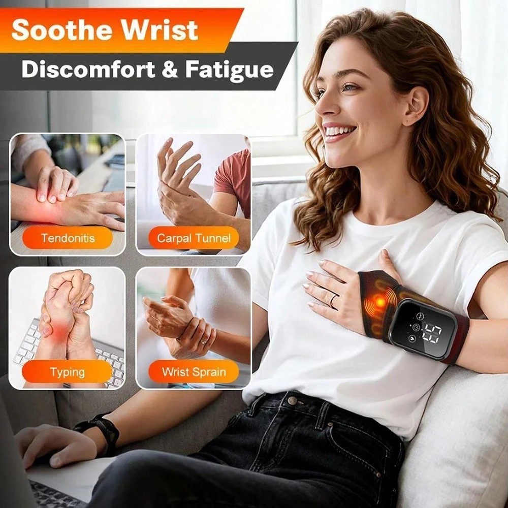 Warm Comfort Wrist Brace Heating Vibration Hand Support Pain Relief Wrap