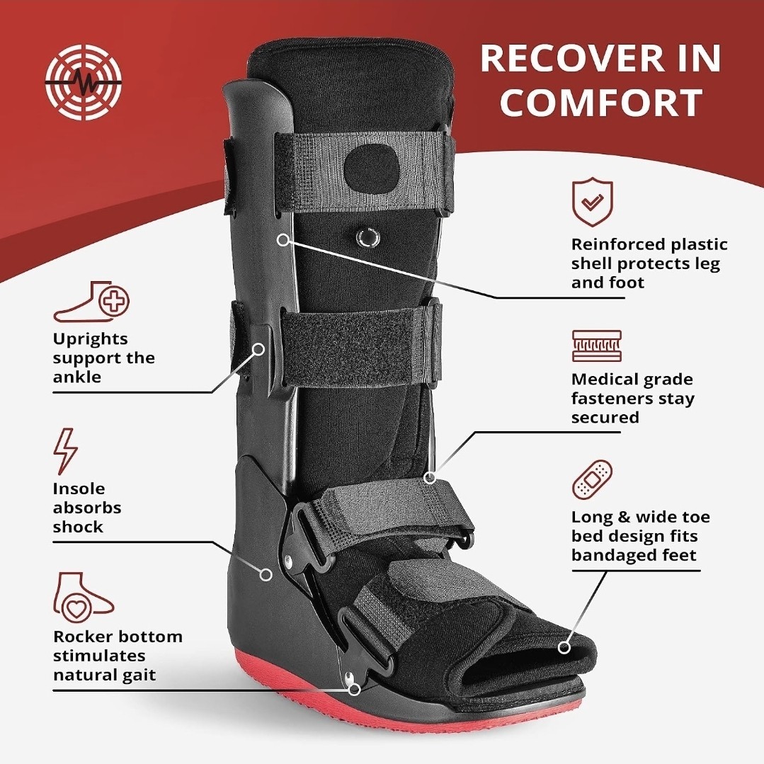 ManaEZ ManaEZBoot Air Pneumatic Walker Boot Large Adjustable Black/Red EZBA01L