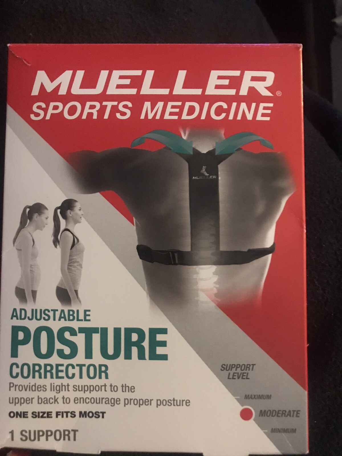 Mueller Sports Medicine Adjustable Posture Corrector, Black, One Size Fits Most