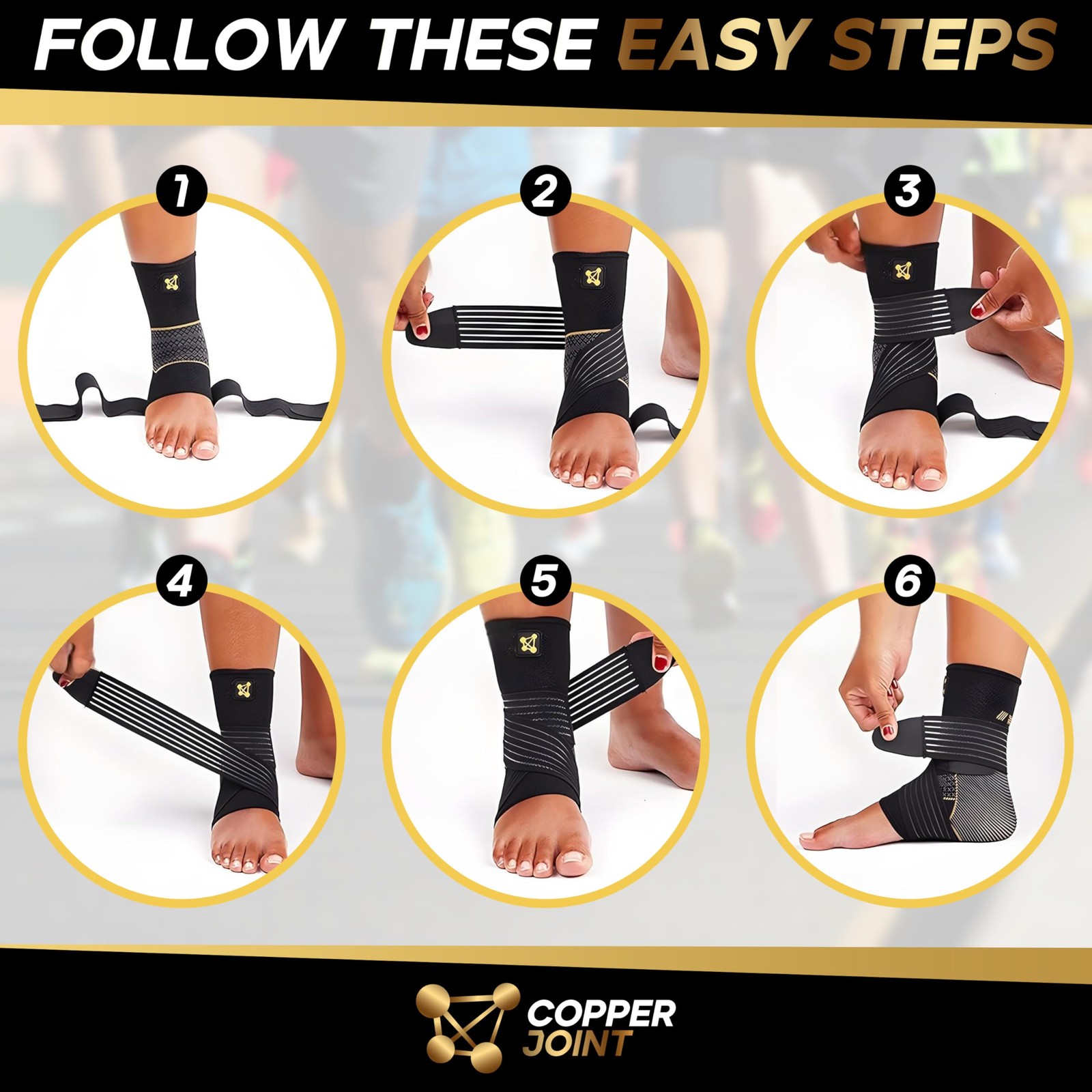 CopperJoint Compression Ankle Brace for Women Support, Durable X-Large, Black