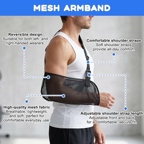 Shoulder Immobilizer Mesh Arm Sling, Adjustable Ergonomic Arm Sling for