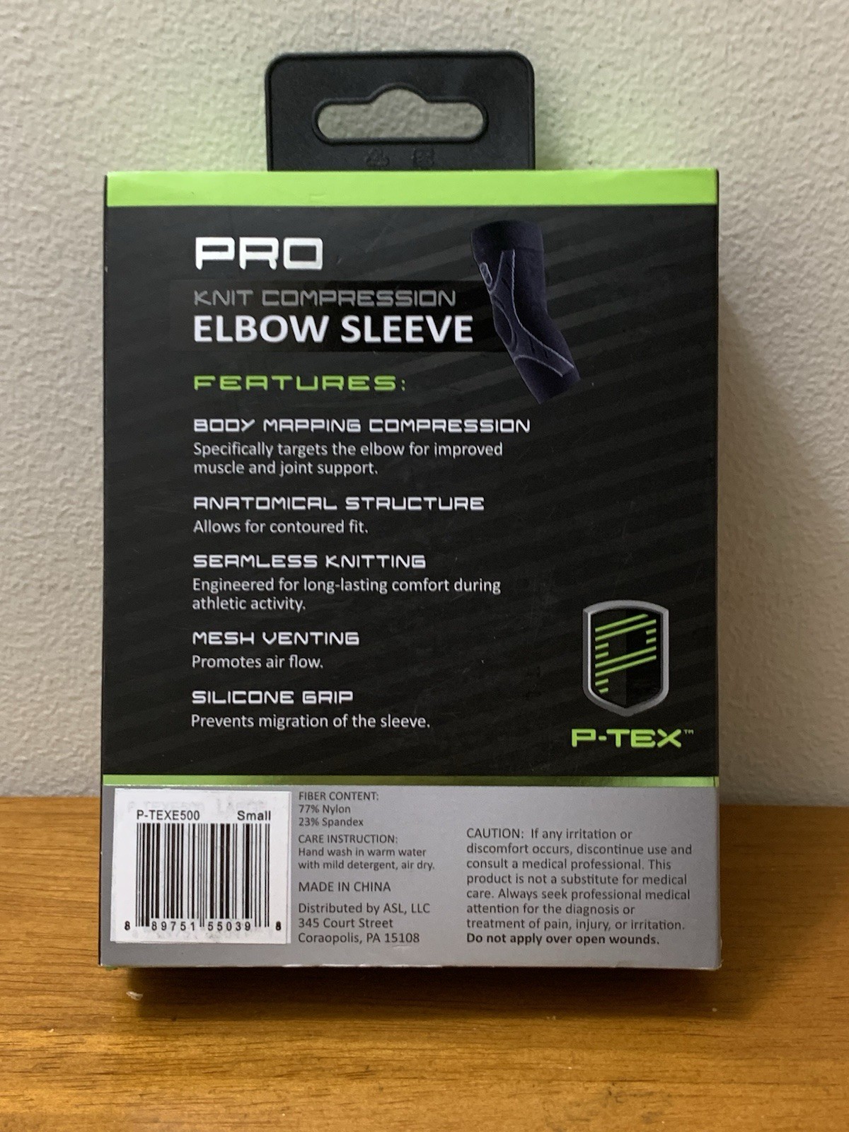 P-TEX ** PRO KNIT COMPRESSION ELBOW SLEEVE** ” P-TEXE500“ **BLACK **NEW** Small