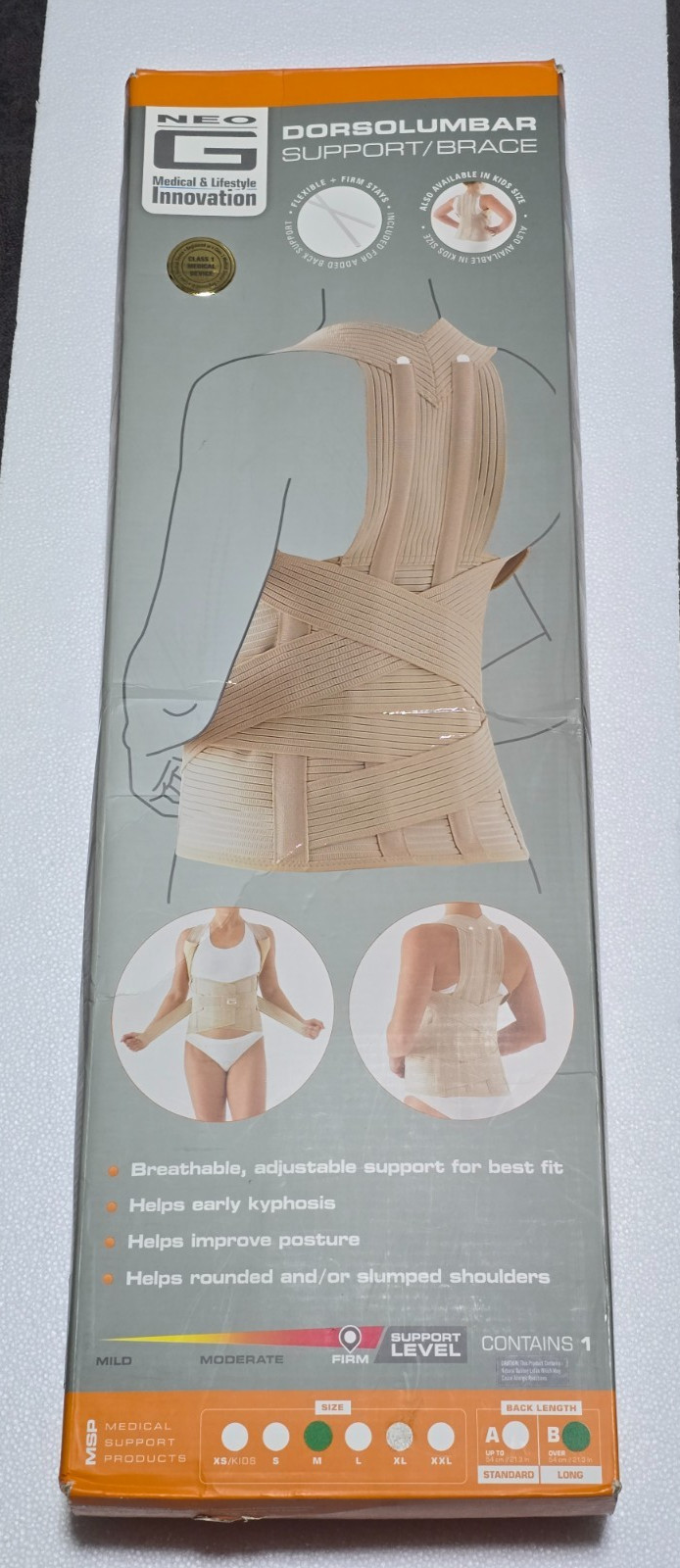 Neo-G Dorsolumbar Support Brace Back Support For Early Kyphosis