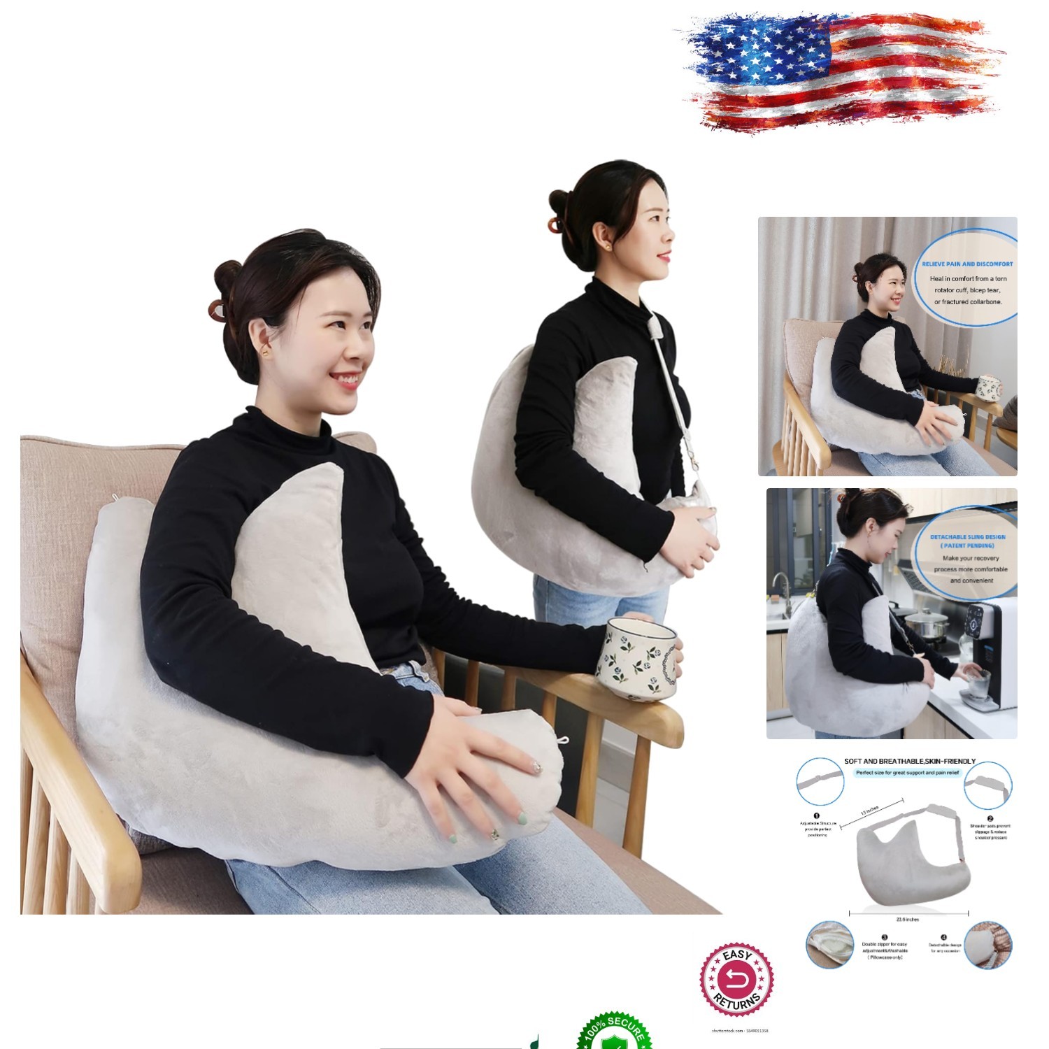 Pain Relief Shoulder Support Pillow – Soft Brushed Flannel & Removable Cover