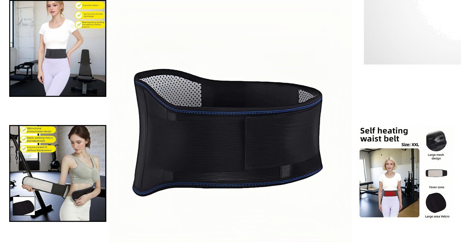 Adjustable Self-Heating Back Brace XXL – Comfort & Support for Pain Relief