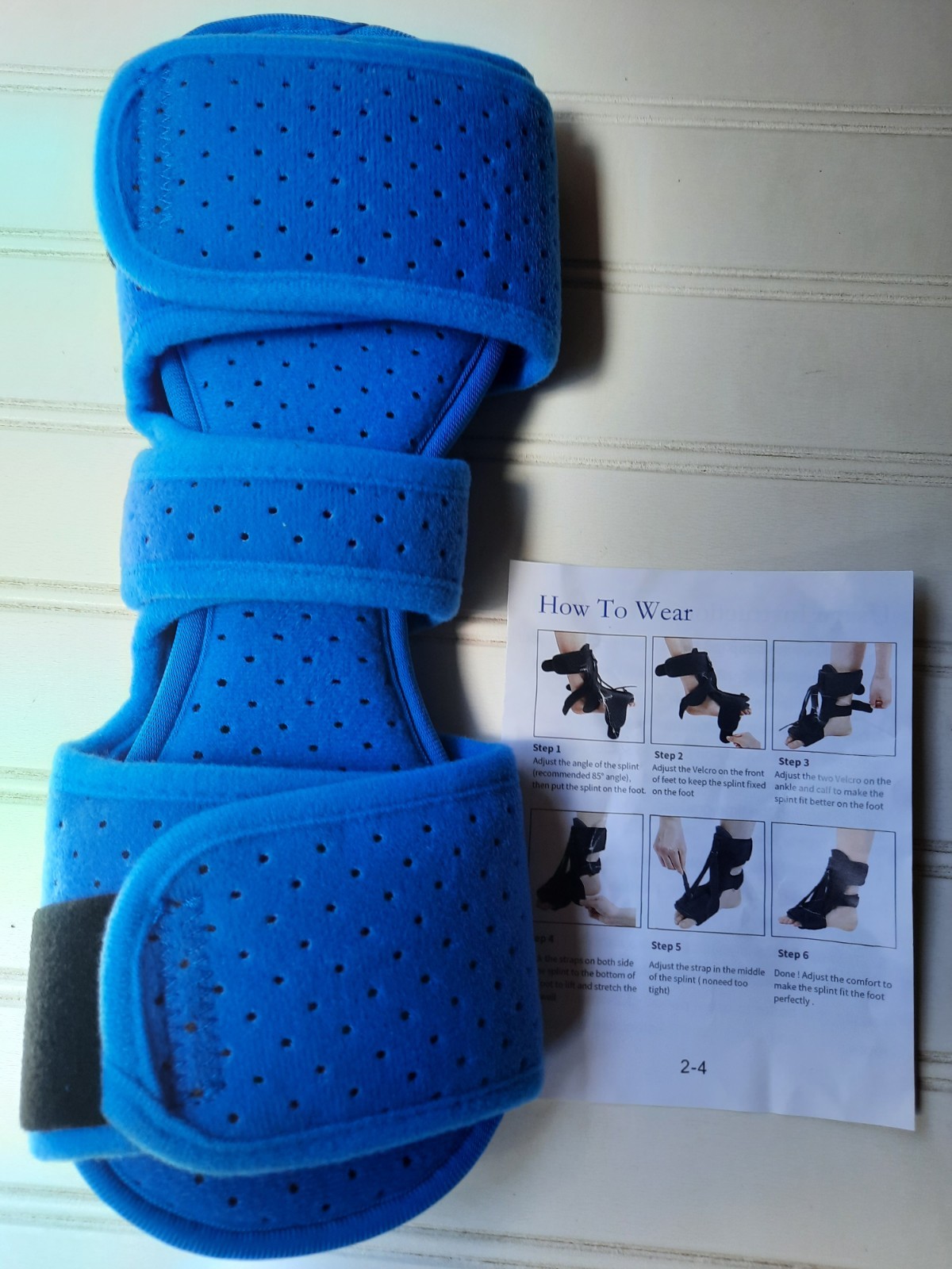 ANSUSIC Plantar Fasciitis Night Splint BLUE Unisex 3 Adjustable Straps NWOT