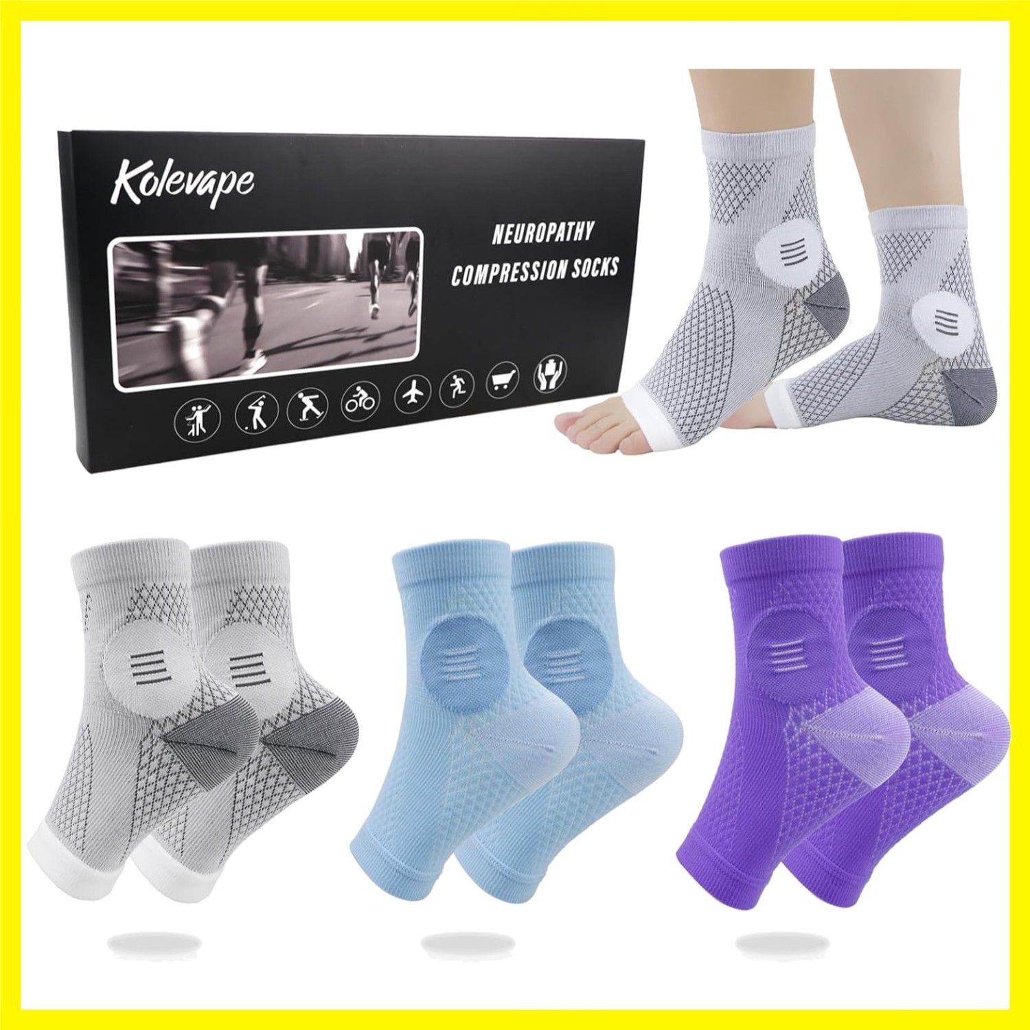 3 Pairs Neuropathy Socks for Women and Men, Toeless Compression Socks | Toele…