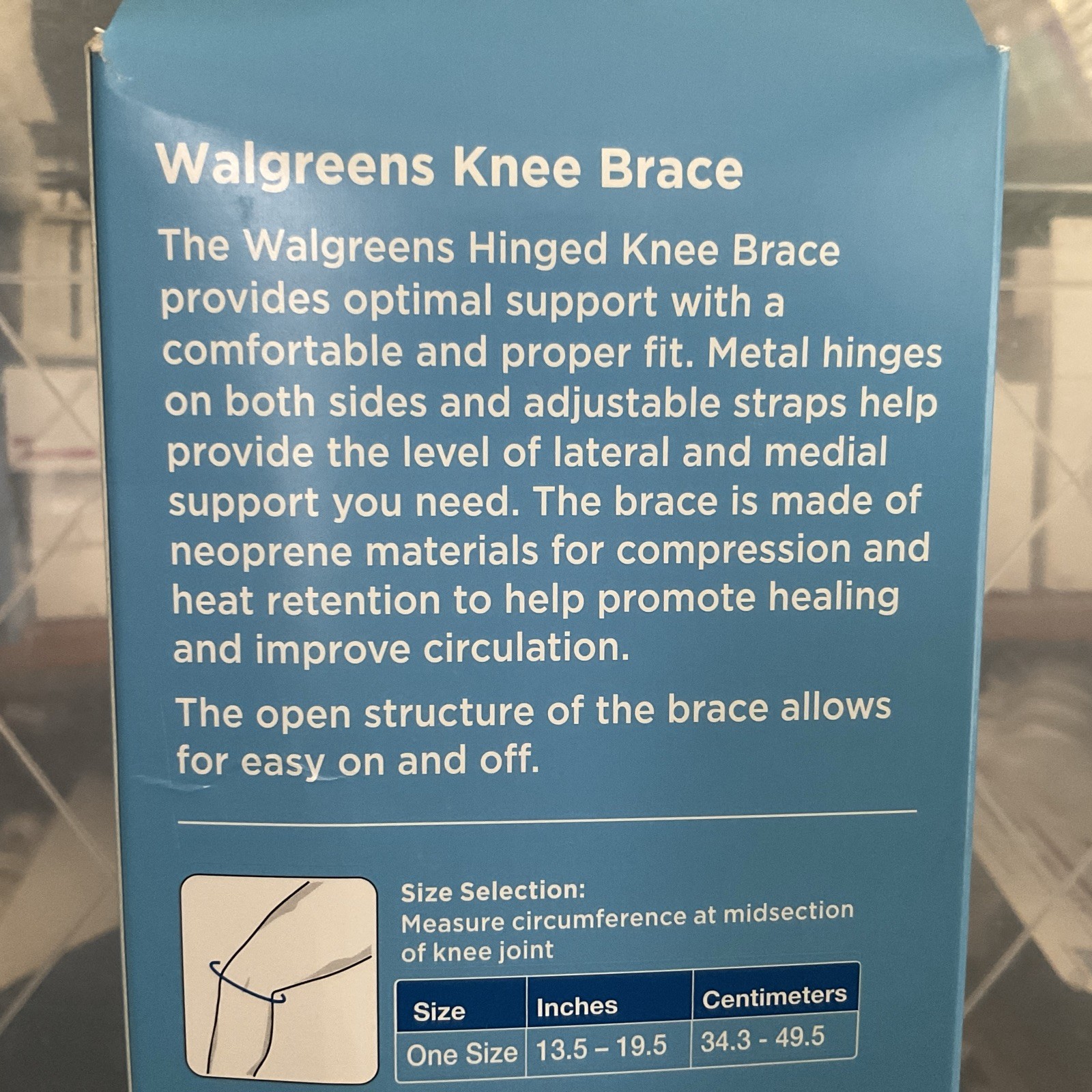 Walgreens ~Knee Support w/ 4 Straps ~Adjustable ~1 Size Fits Most ~Left Or Right