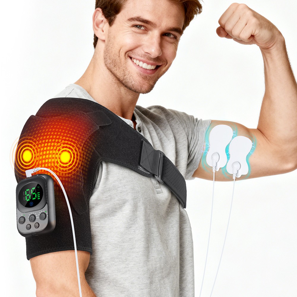 APP Control Heated Shoulder Massager with Heat Vibration Brace Joint Pain Relief