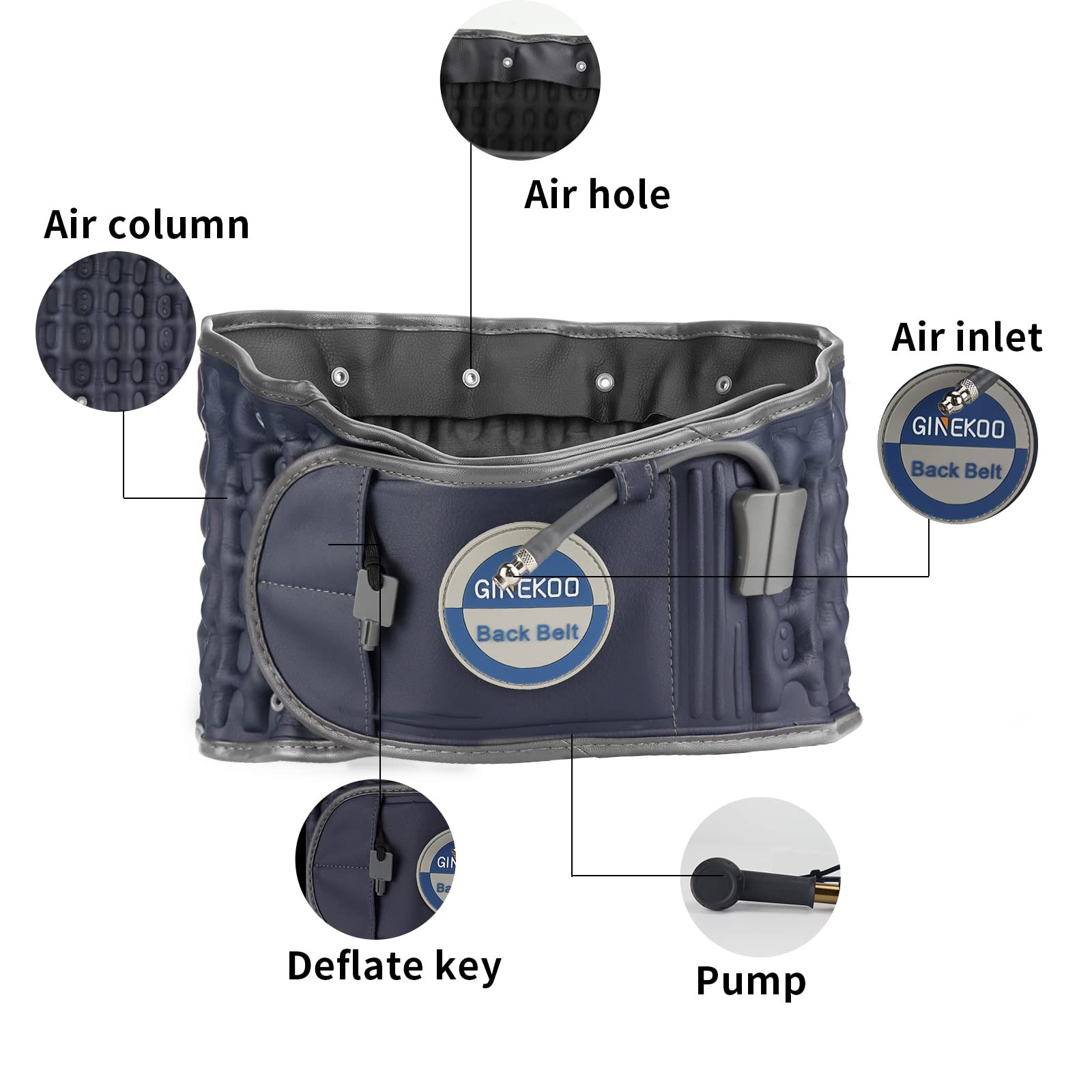 GINEKOO Decompression Back Belt Spinal Air Traction Belt for Lumbar Support and