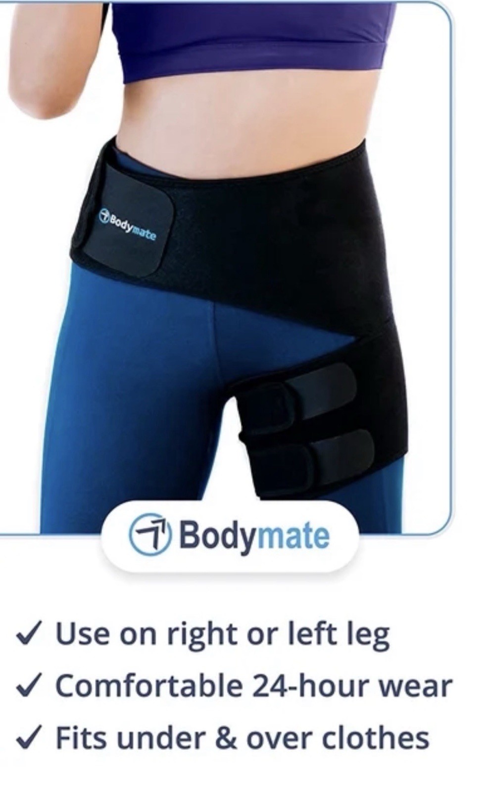 Hip Compression Brace Left Or Right /Pain Management BODYMATE Fits 32”-44” Sz M