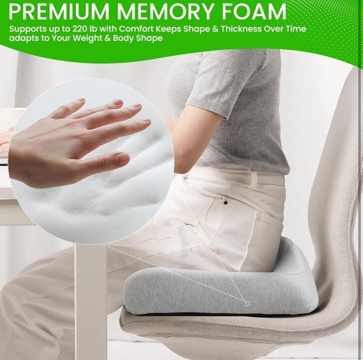 Extra Large Memory Seat Cushion, Multifunctional for Office or Driving Use