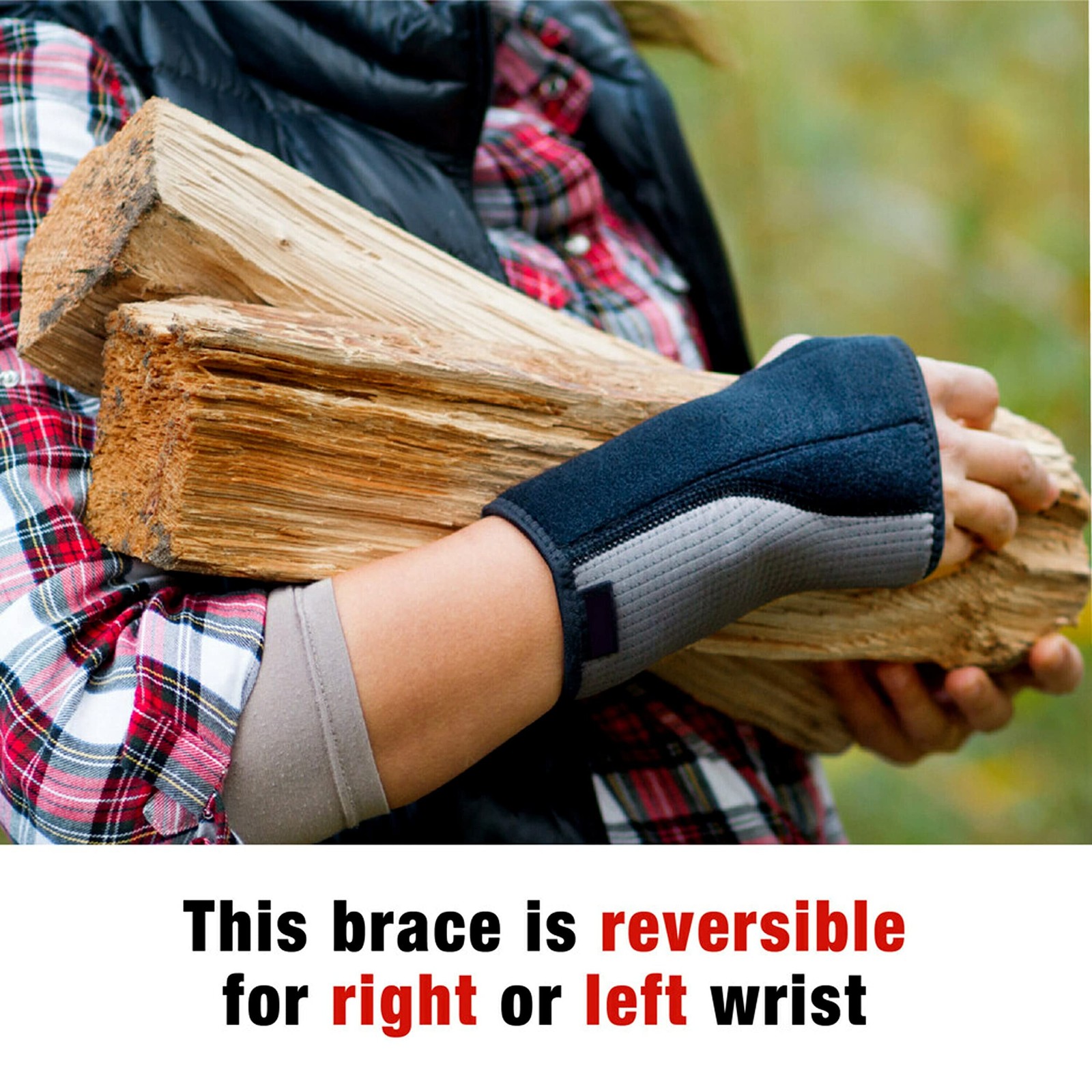 ACE Brand Adjustable Reversible Splint Wrist Brace Comfortable Support Black