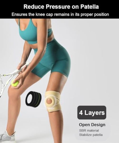 Knee Brace for Women Men Knee Braces for Knee Pain, Patellar Tendon Black