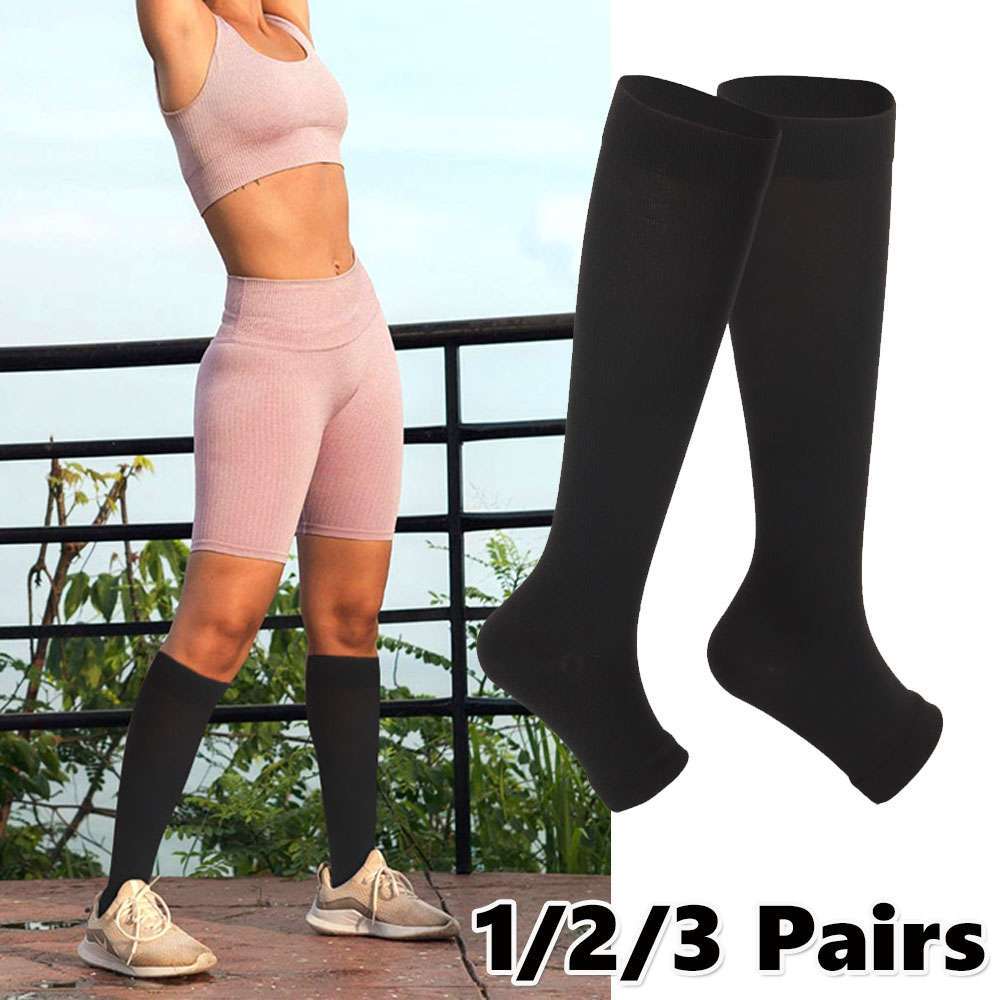 15-20 mmHg Compression Socks Open Toe Below The Knee Support Stockings Men Women