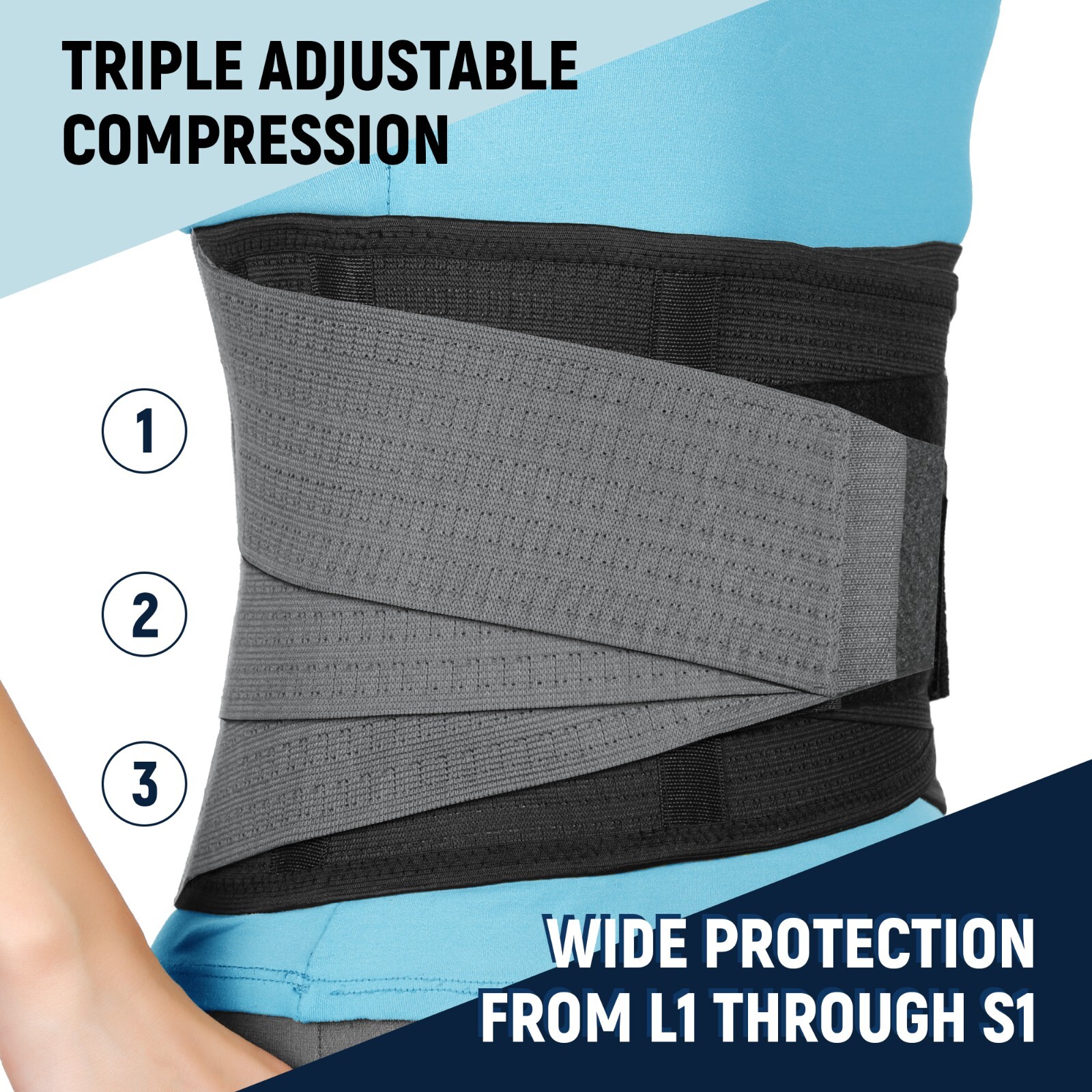 AVESTON Back Brace Lower Back Pain Relief Belt Lumbar Pad Support Lightweight