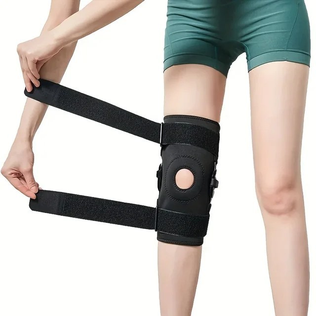 Hinged Knee Brace Compression Sleeve Joint Support Open Patella Stabilizer Wrap