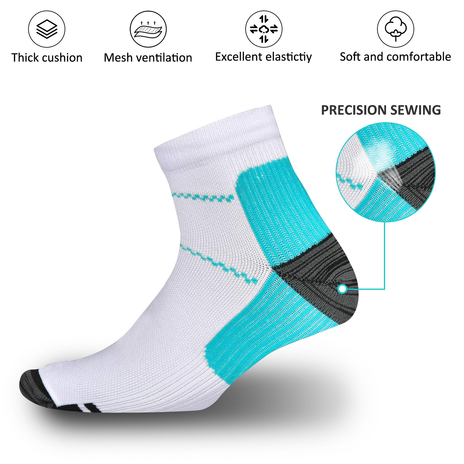 Ankle Brace Compression Sleeve Support Socks Foot Fasciitis Pain Relief Men USA