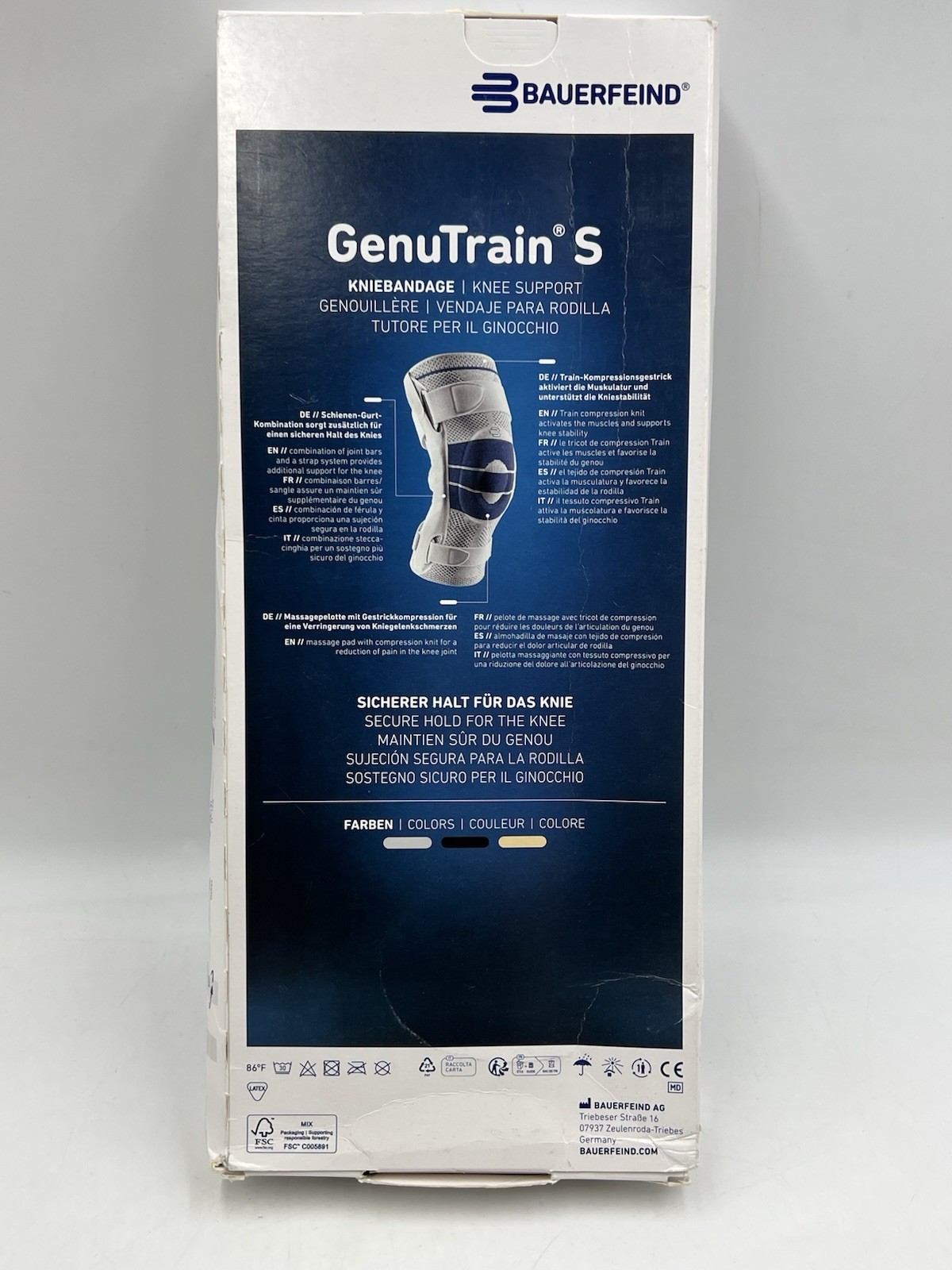 Bauerfeind GenuTrain S Size 5 Left Knee Joint Brace Patella Support Sleeve ACL