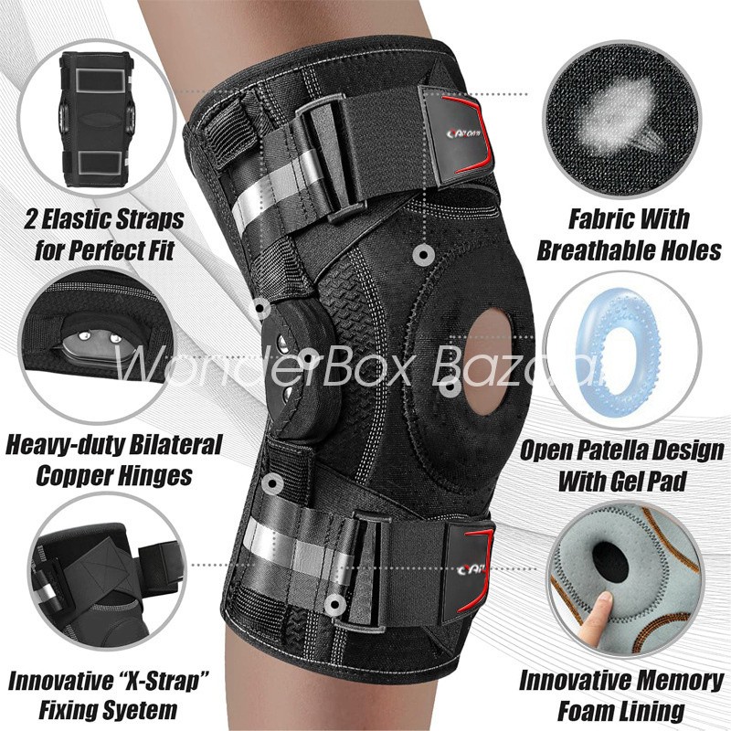 Adjustable Hinged Knee Brace Support for ACL, Meniscus Arthritis & Sports, S-3XL