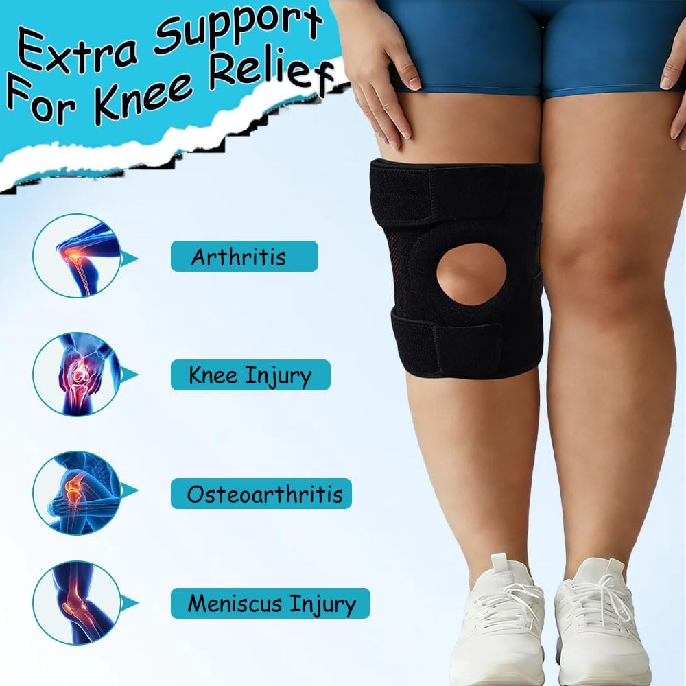 2XL Extra Large Plus Size Knee Brace Men Women Black Orange Gel Pad Support