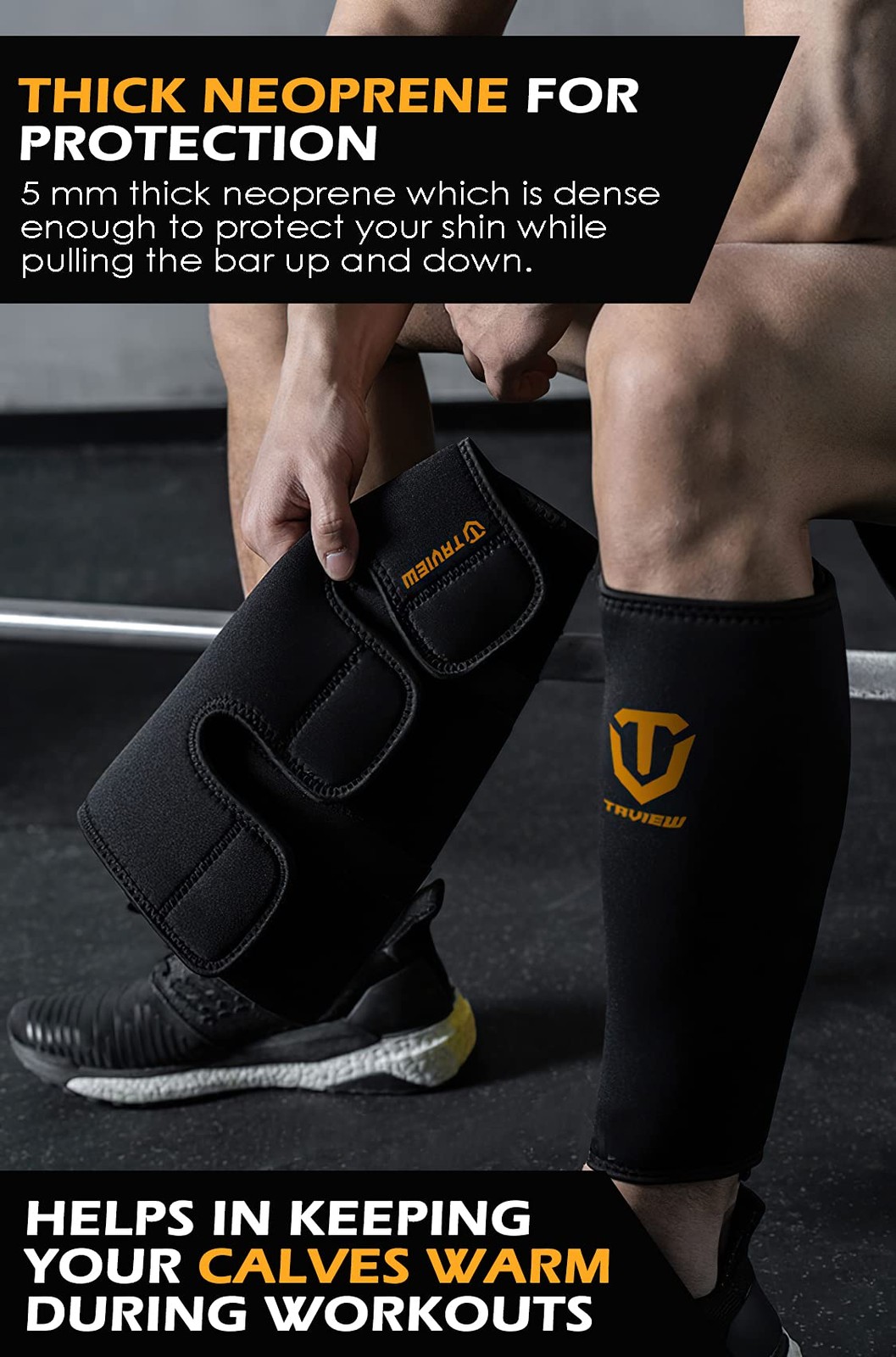 Deadlift Shin Guards 5mm Neoprene Calf Support Brace for Weightlifting Training