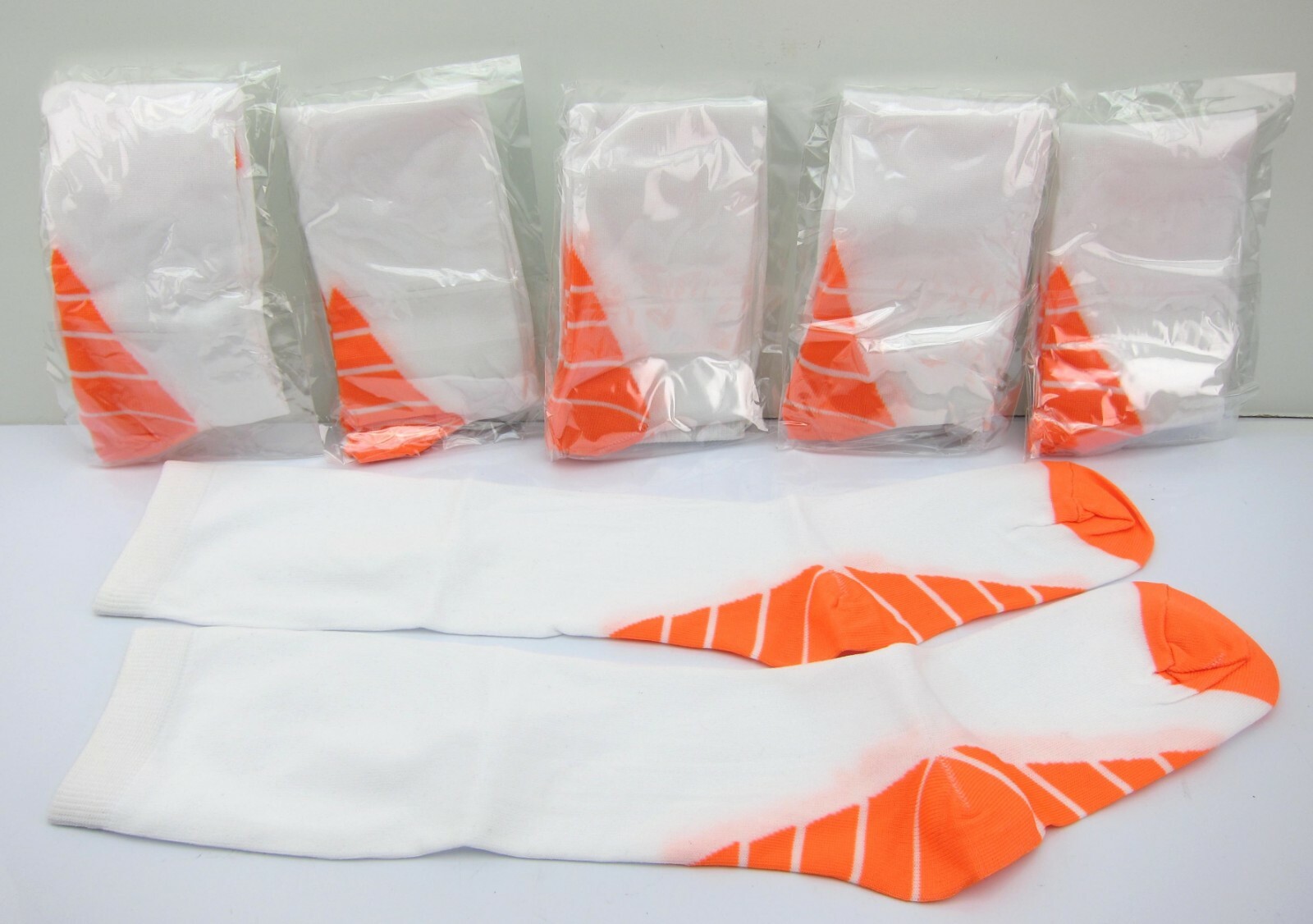 NEW 6 Pr Women’s Compression Socks White Orange 30-35 mmhg Small Medical Running
