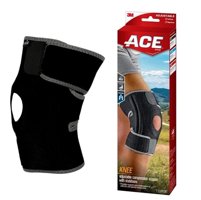 ACE Brand Adjustable Knee Brace with Side Stabilizers Provides