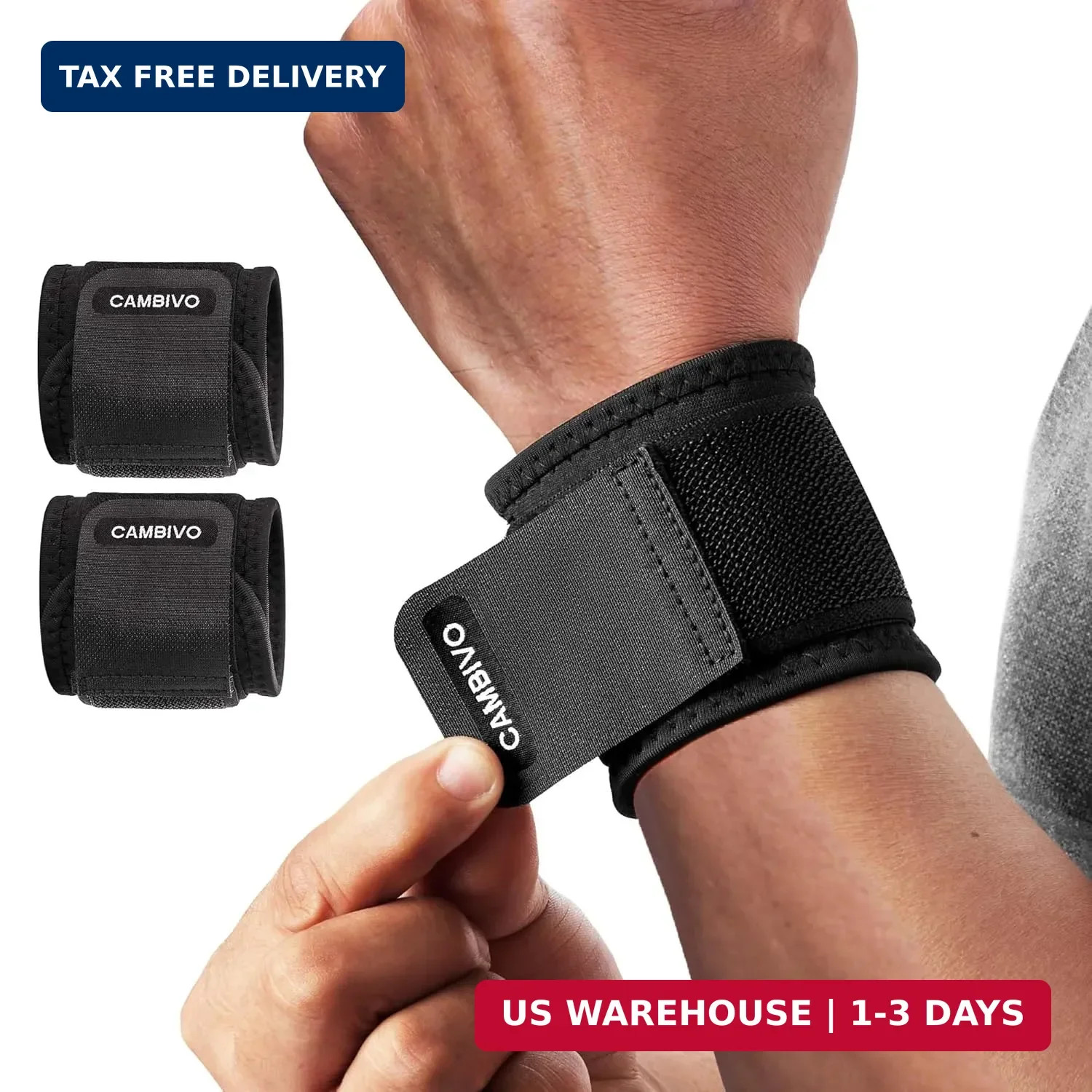 CAMBIVO Wrist Wraps for Men and Women 2 Pack, Adjustable Compression Wrist Brace