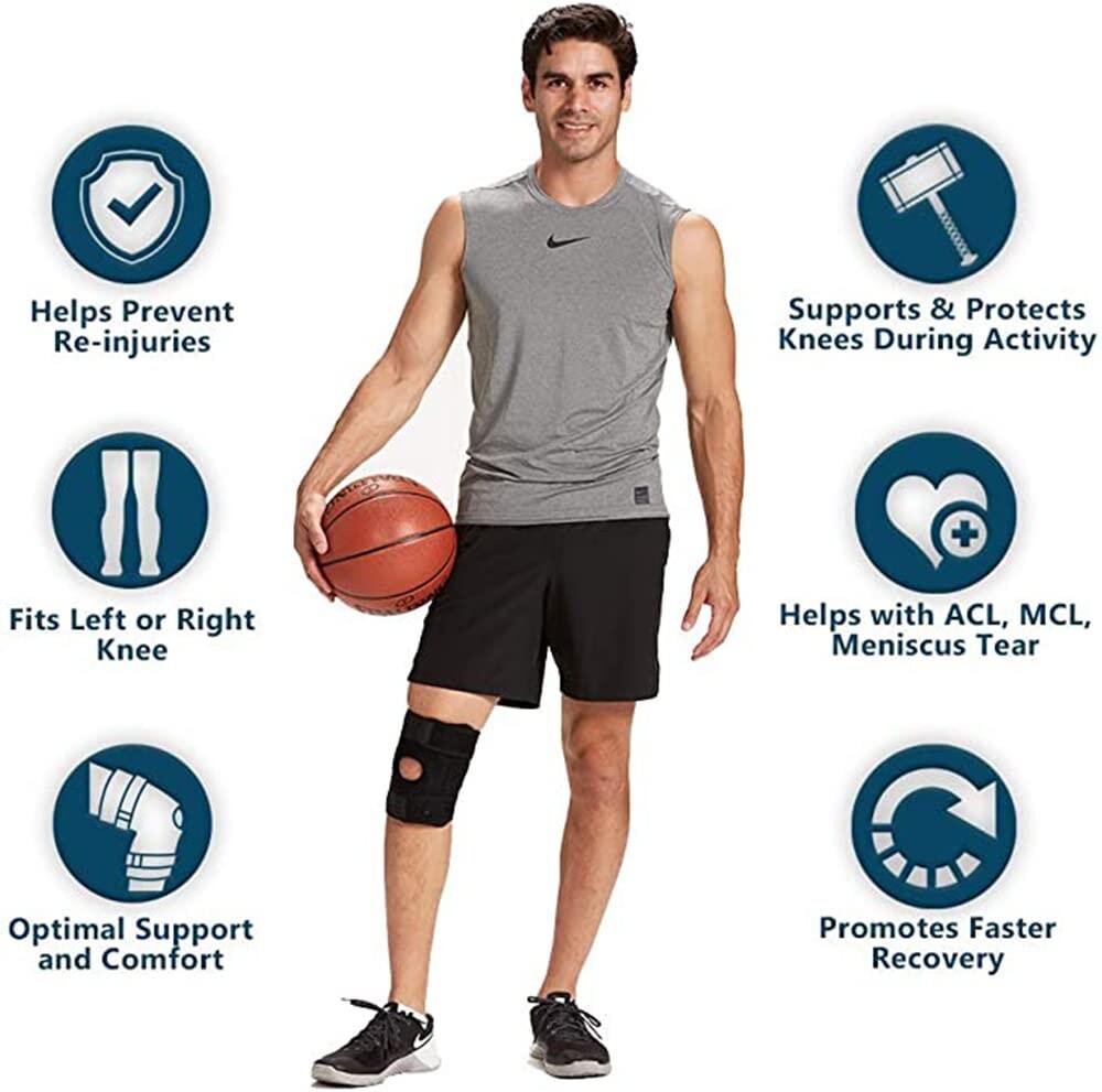 Open Patella Adjustable Breathable Neoprene Knee Brace Support ( Pack of 2 )