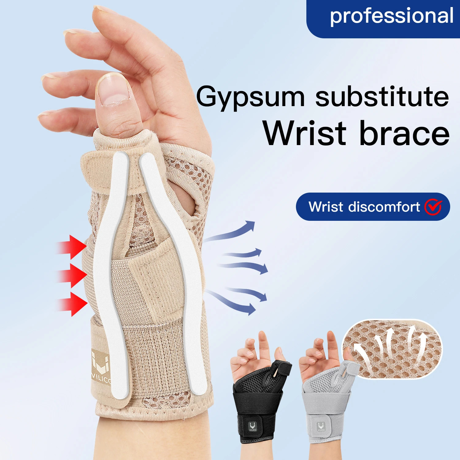 Flexible Splint Wrist Thumb Support Brace For Tendonitis Arthritis Breathabl (3)