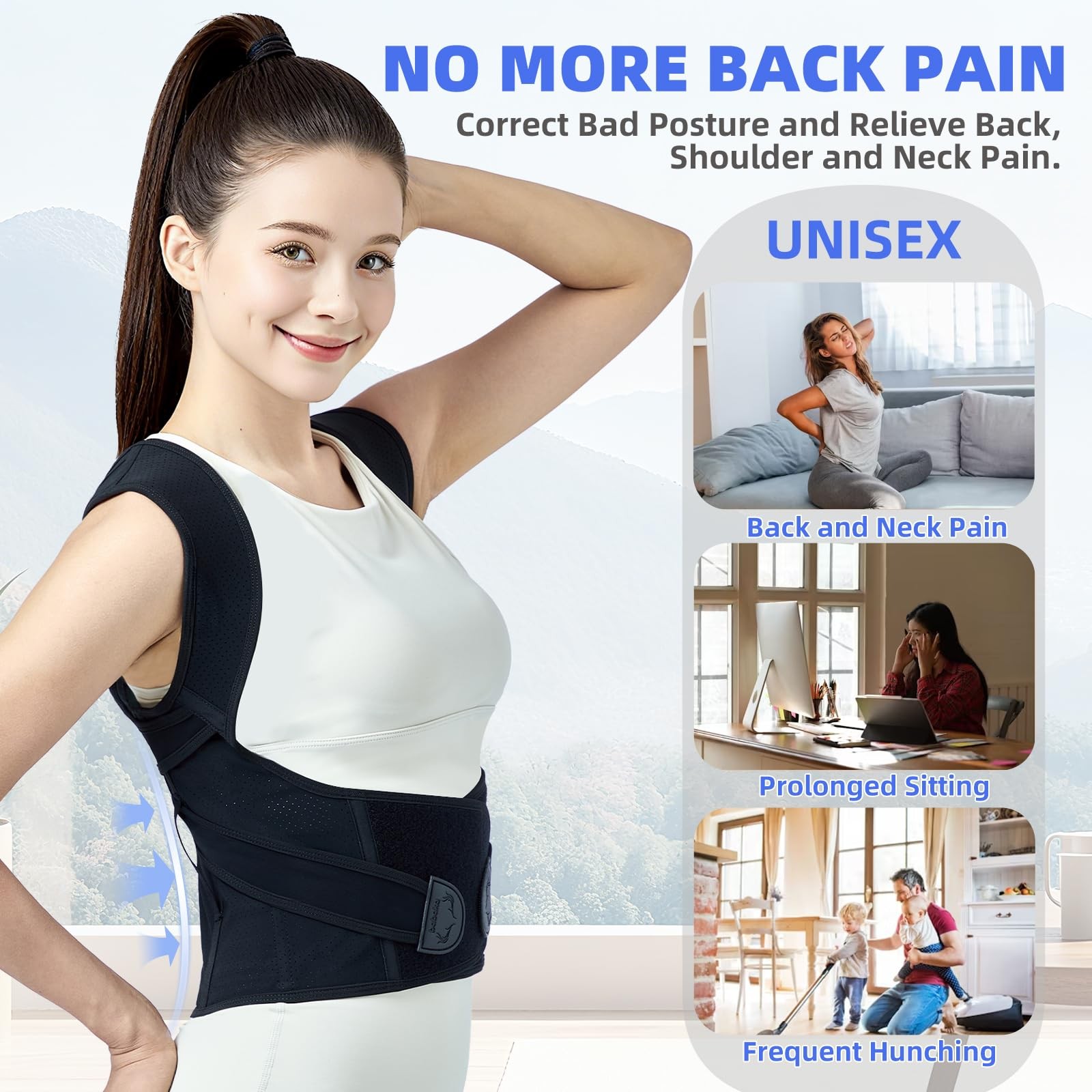 babaka Back Brace Posture Corrector for Women and Men, Adjustable Medium