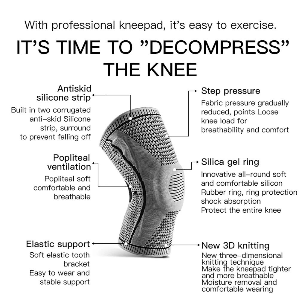 Knee Sleeves Compression Brace Support Sport Joint Injury Pain Arthritis Relief