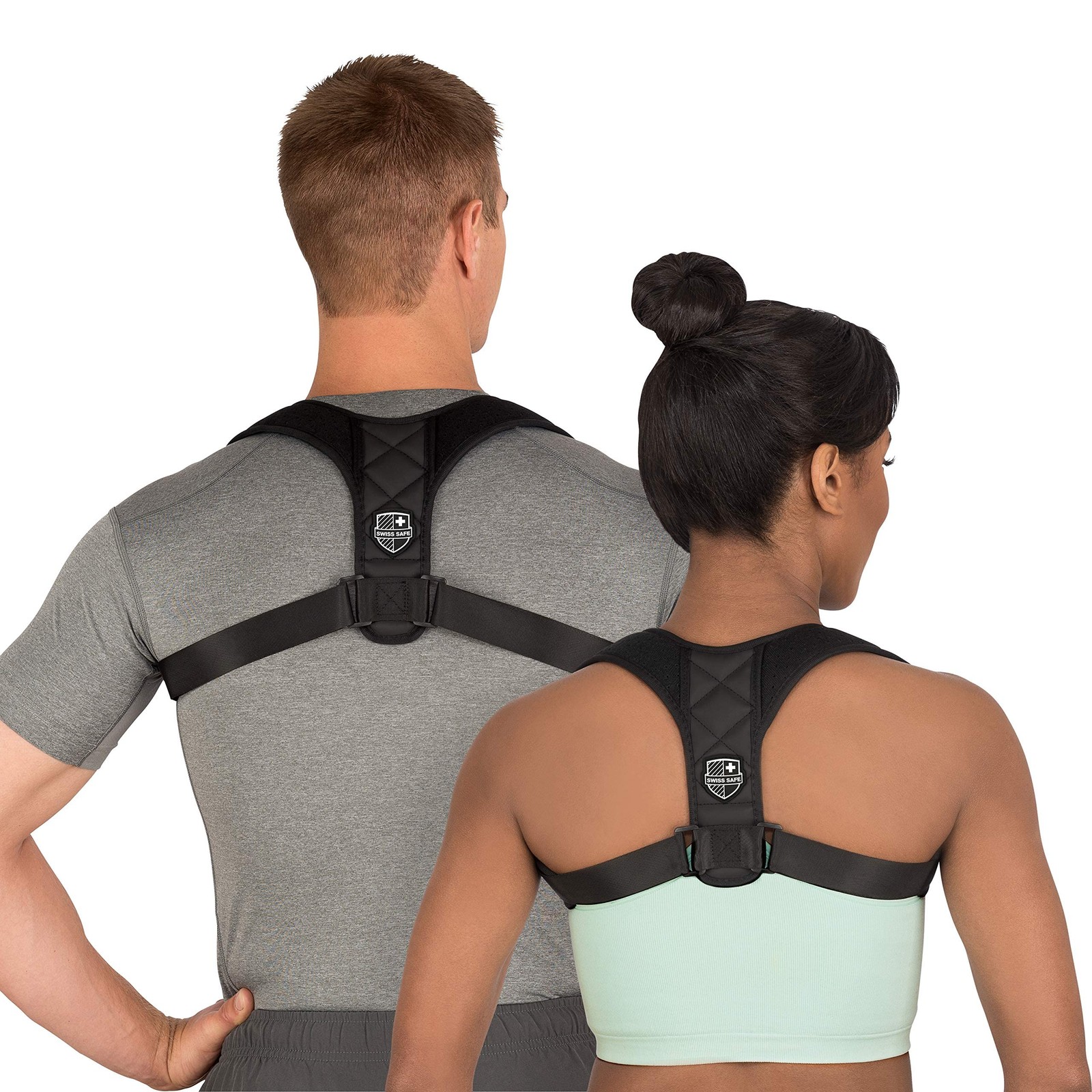 Swiss Safe Posture Corrector for Men/Women – Stylish Large (Pack of 1), Black