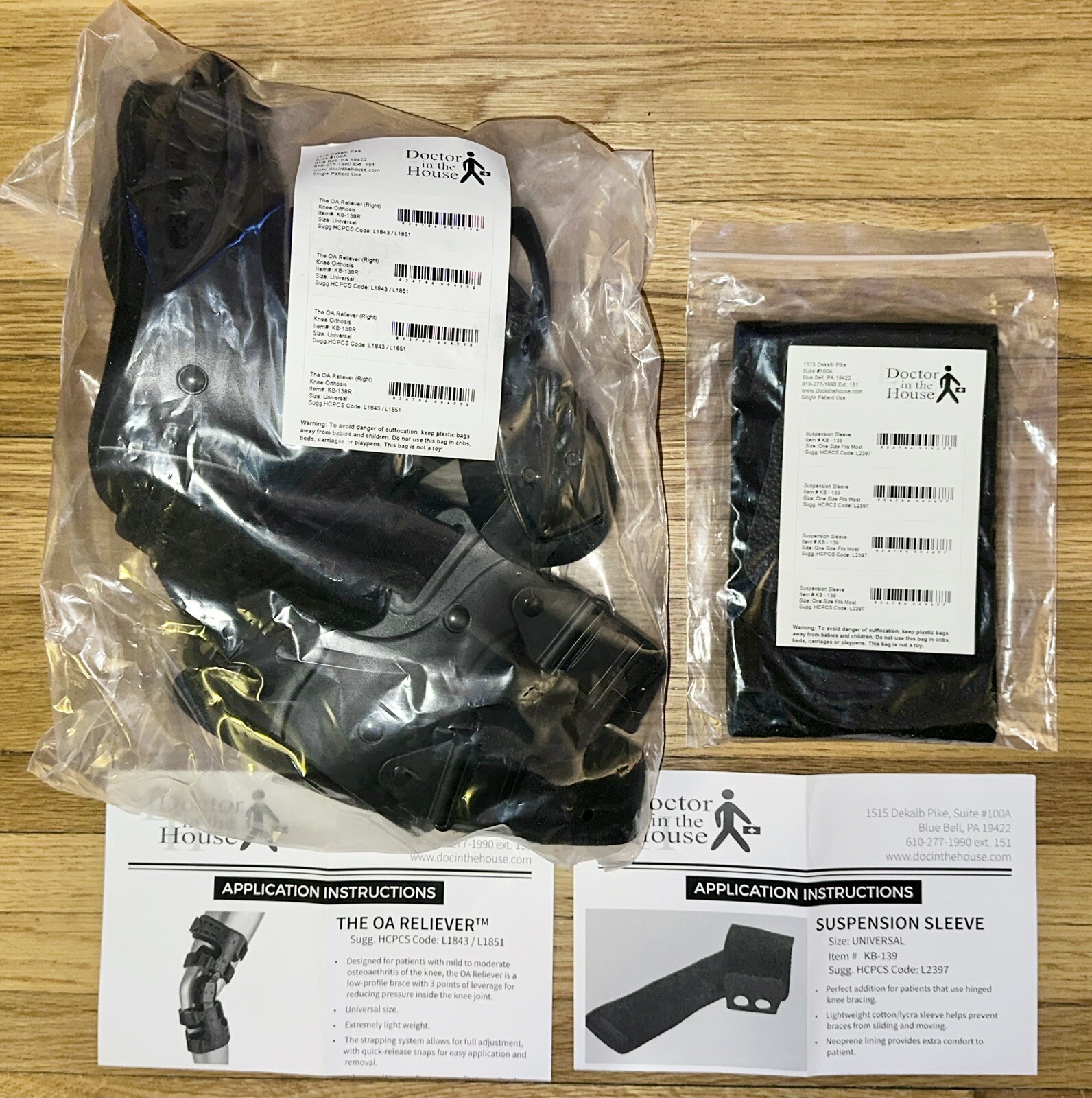 DRMS The OA Reliever Knee Brace LEFT Side Universal Adjustable KB-138L & Sleeve