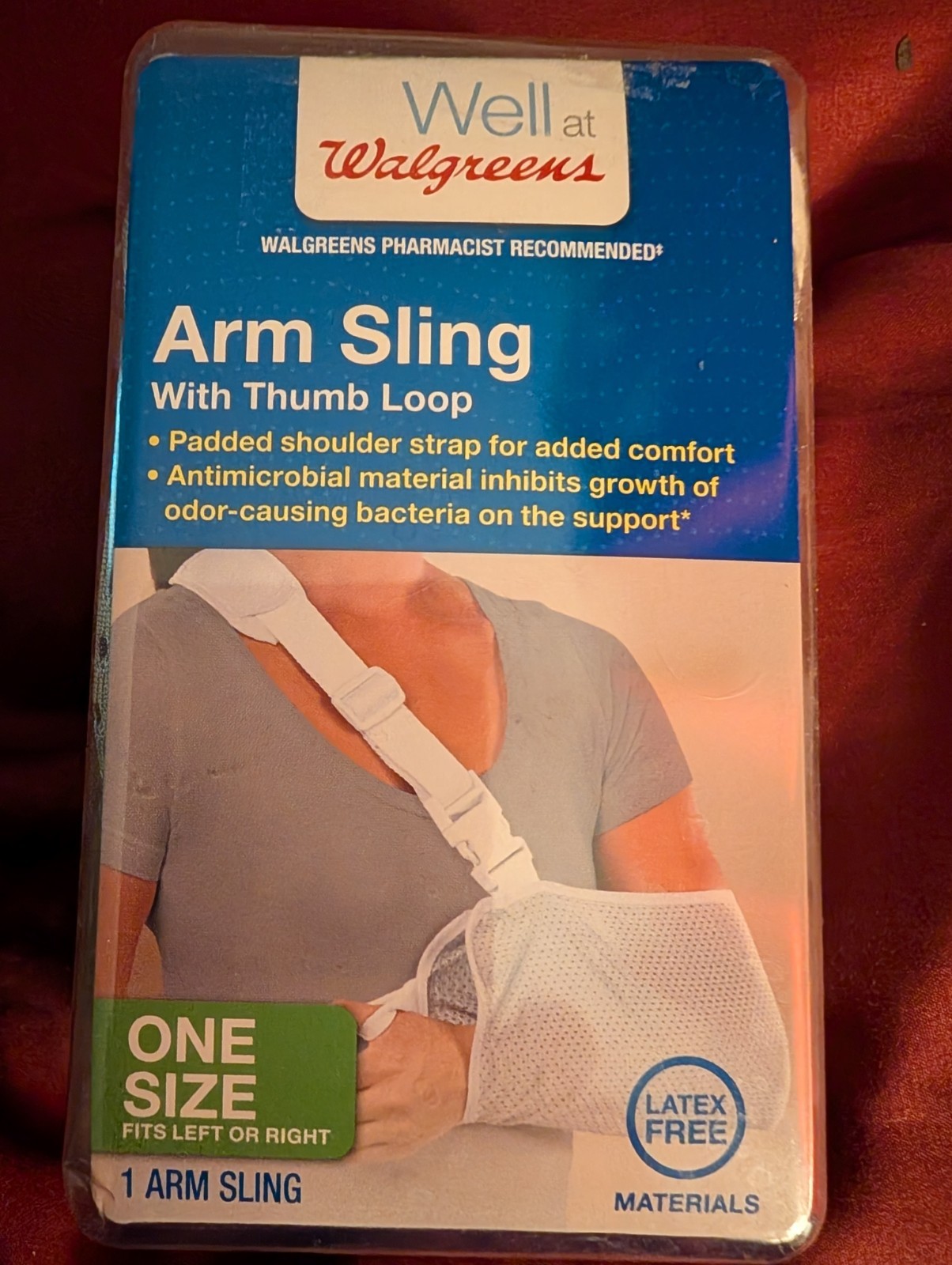 Arm Sling w/ Thumb Loop 1 Size Left or Right Shoulder, Antimicrobial, Walgreens