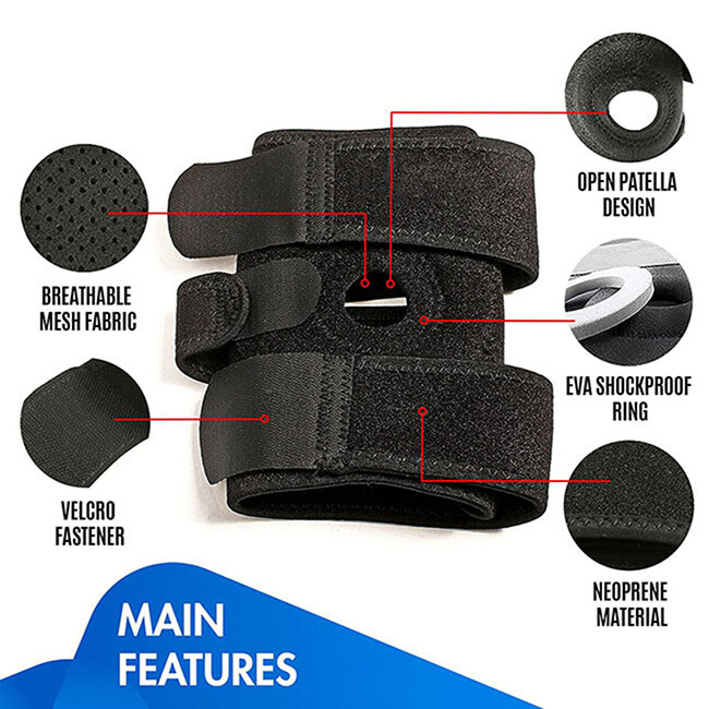 Open Patella Stabilizer Knee Brace Gel Pads Support Joint Pain Arthritis 1x / 2x