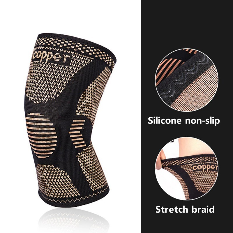 Copper Knee Brace Compression Sleeve Support Joint Arthritis Pain Relief Sports