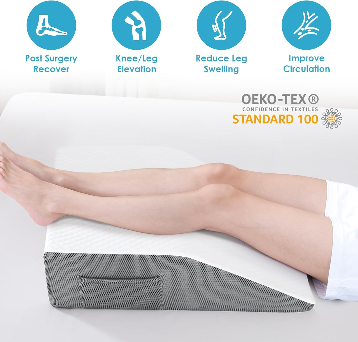6-Inch Adjustable Leg Elevation Pillows for Swelling Pain Relief | Cooling Gel M