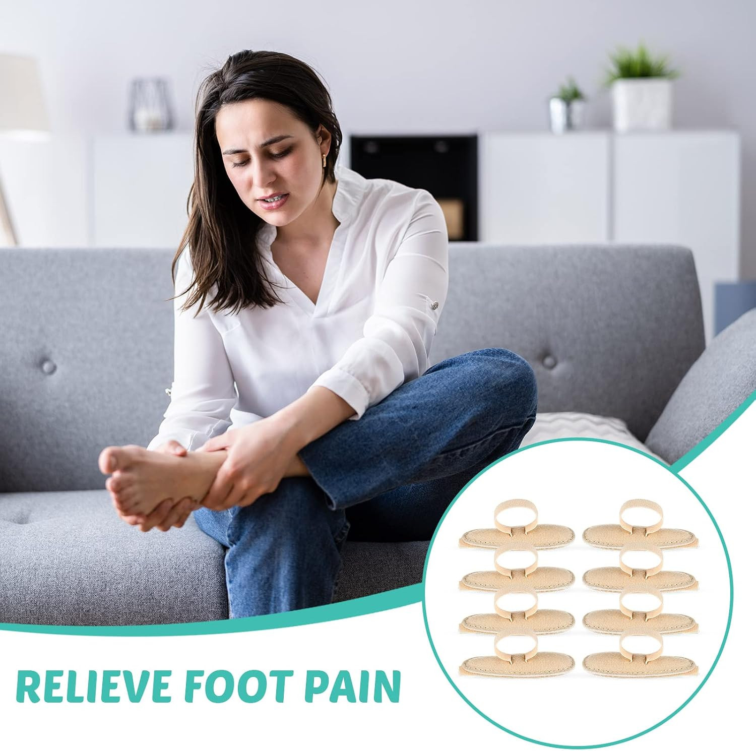 8 Pcs Hammer Toe Crest Cushion Soft Straightener Buttress Pads Splint Reduces Pr